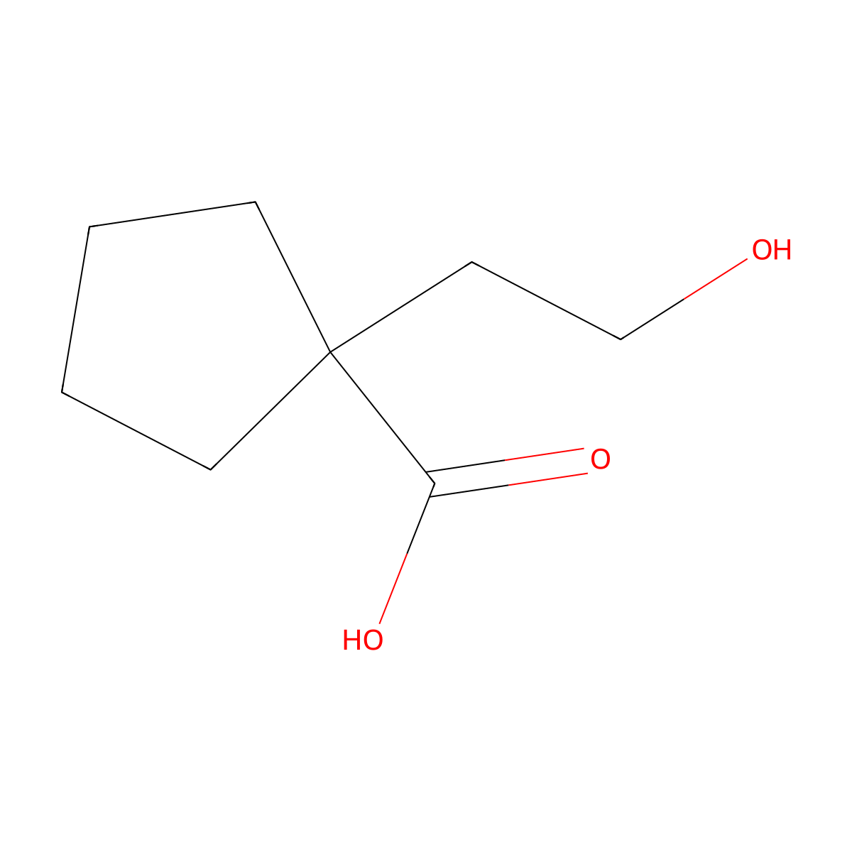 1-(2-hydroxyethyl)cyclopentane-1-carboxylic Acid molecular structure, CAS 740038-63-5