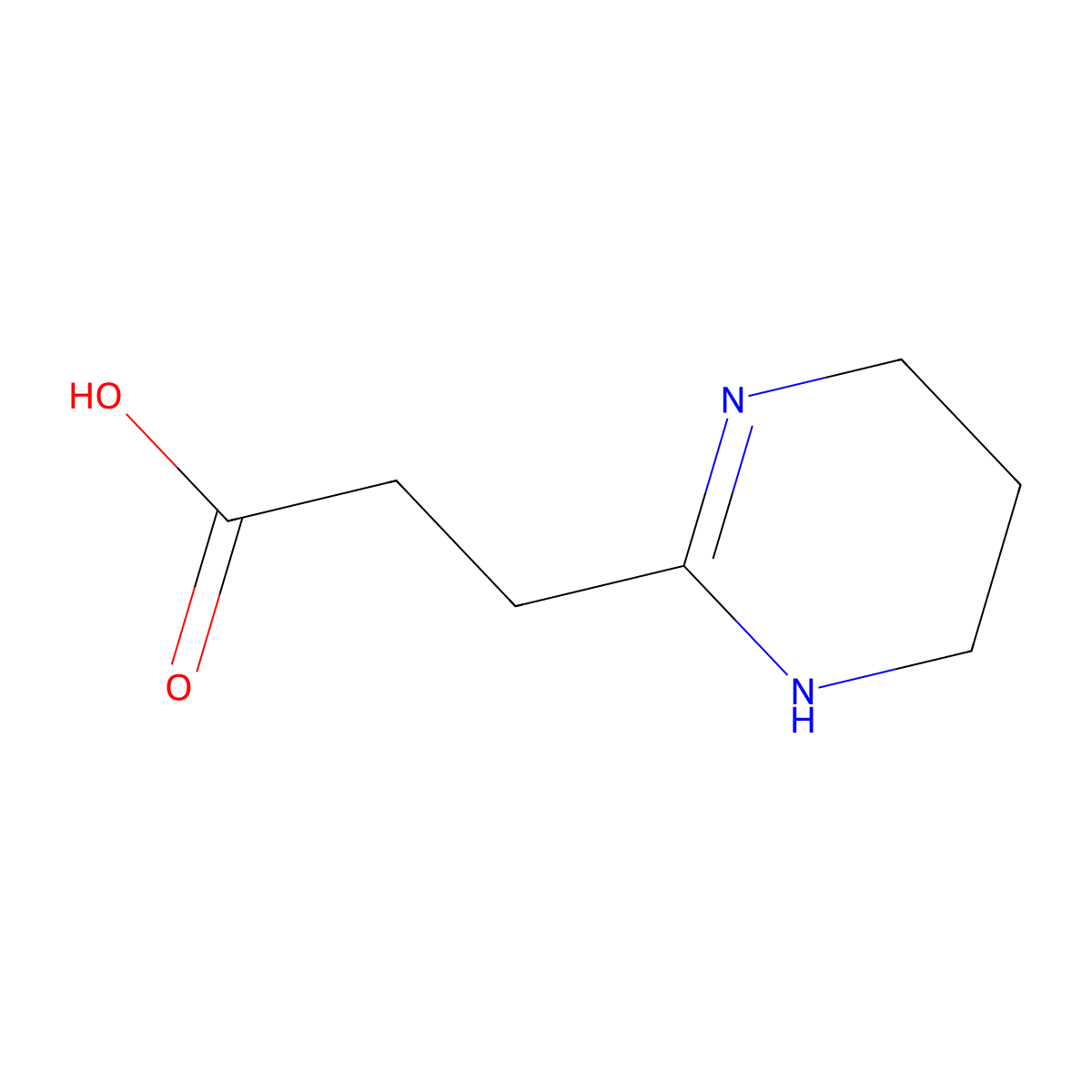 3-(1,4,5,6-Tetrahydropyrimidin-2-yl)propanoic acid molecular structure, CAS 740051-23-4