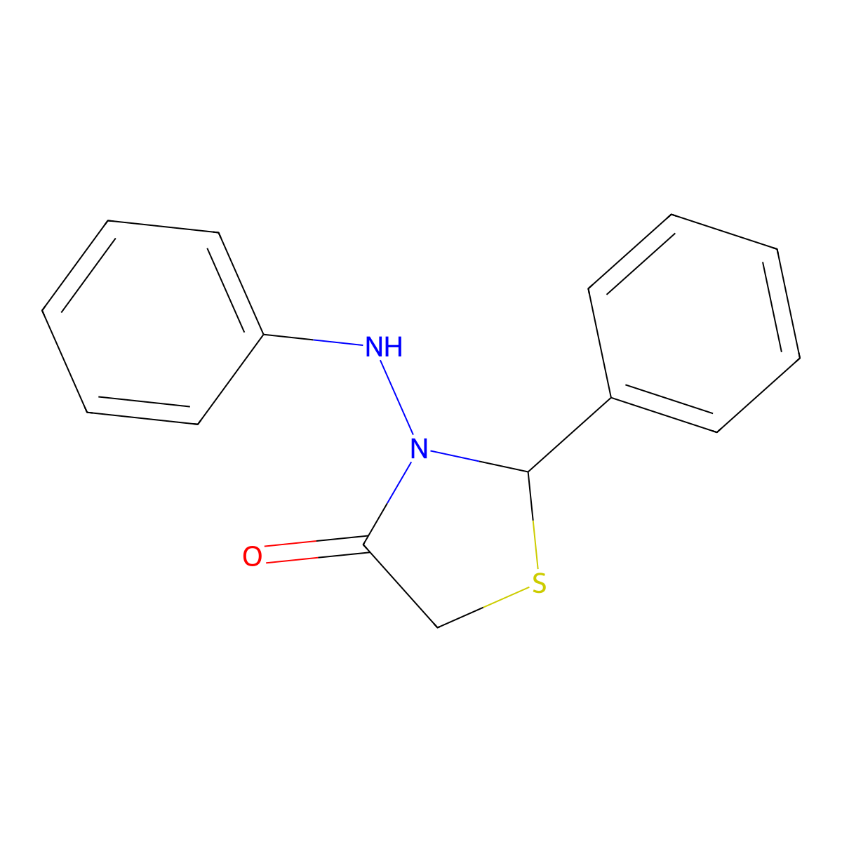 4-Thiazolidinone, 3-anilino-2-phenyl- molecular structure, CAS 74008-08-5