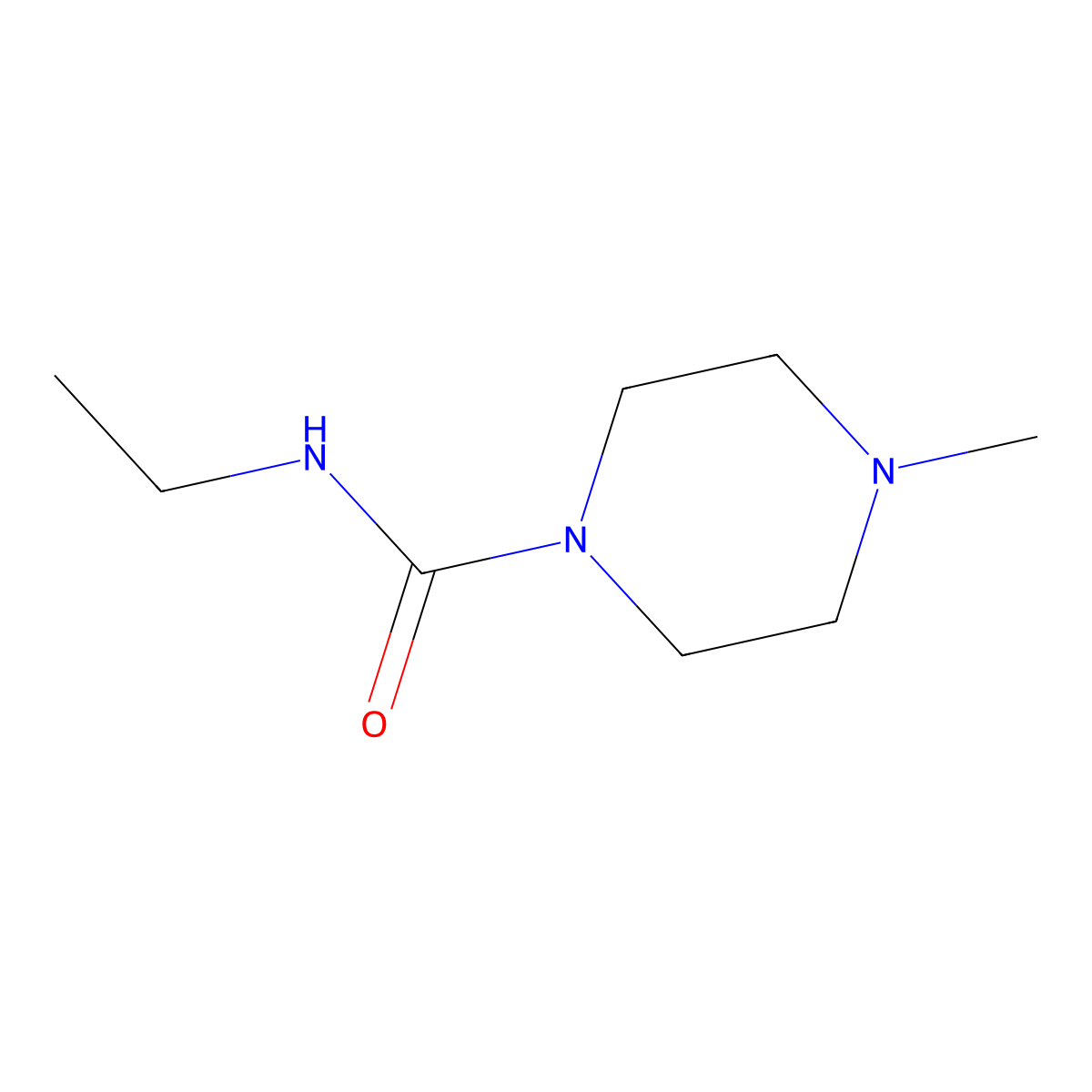 n-Ethyl-4-methylpiperazine-1-carboxamide molecular structure, CAS 7401-05-0