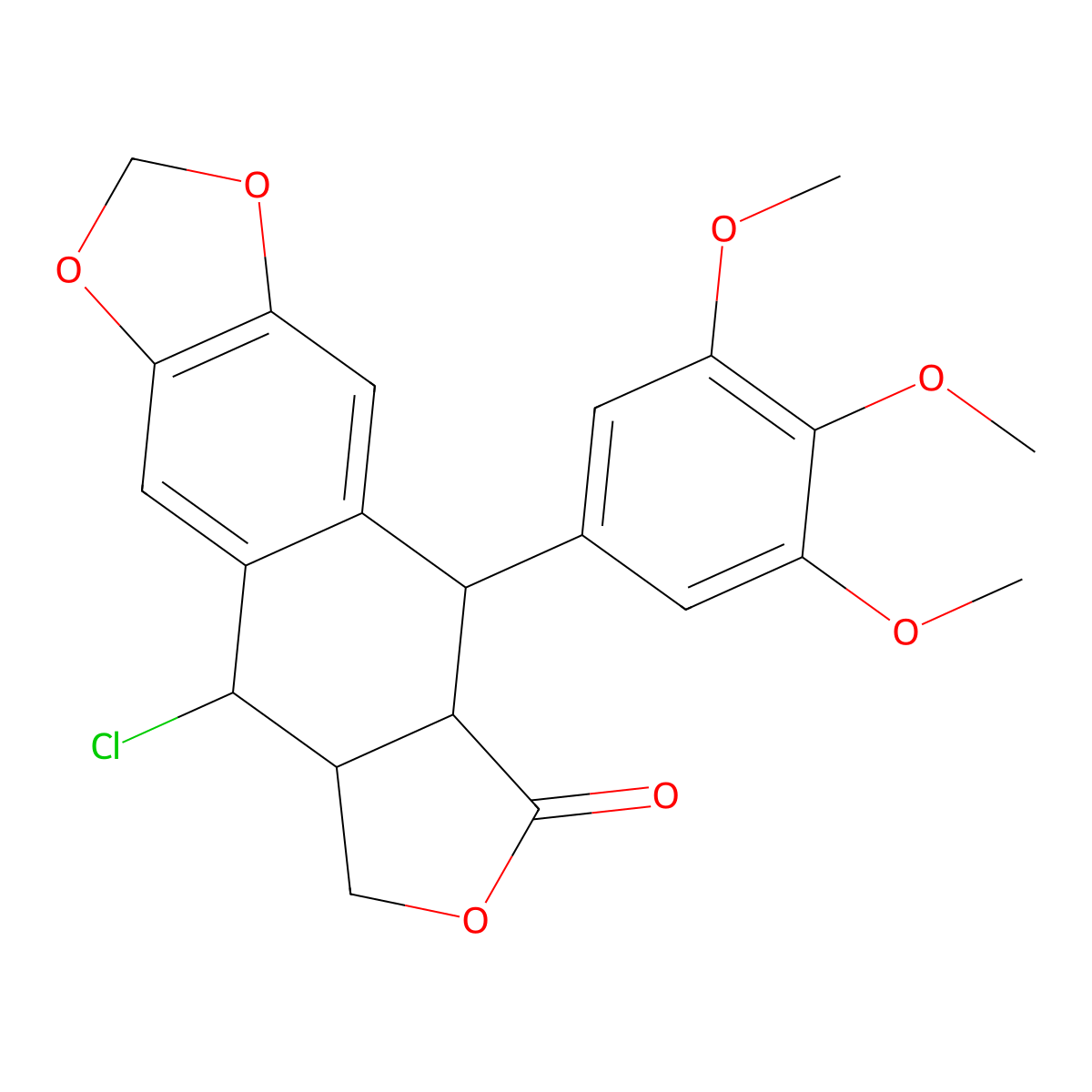 Podophyllotoxin chloride molecular structure, CAS 7401-22-1