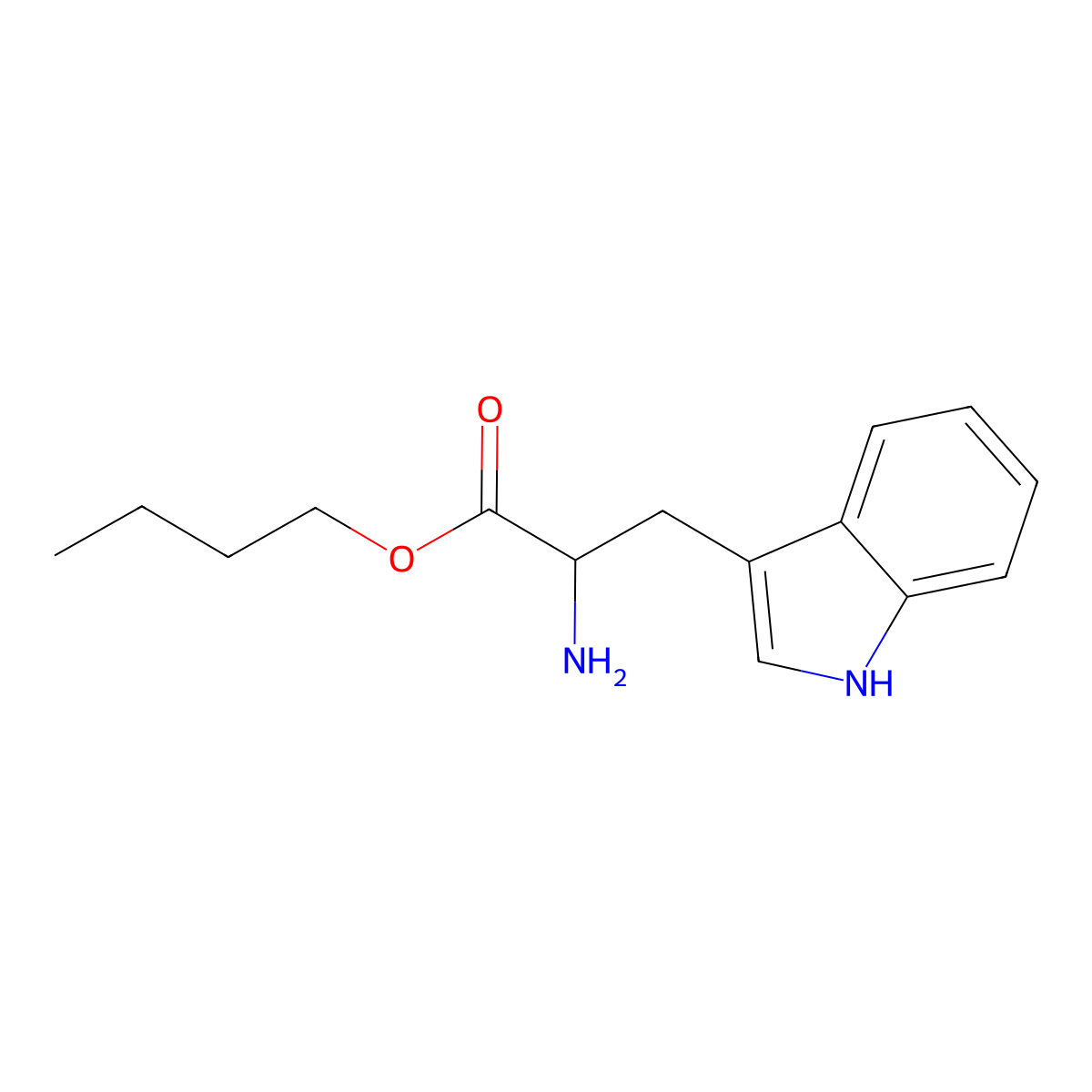 butyl 2-amino-3-(1H-indol-3-yl)propanoate molecular structure, CAS 7401-26-5