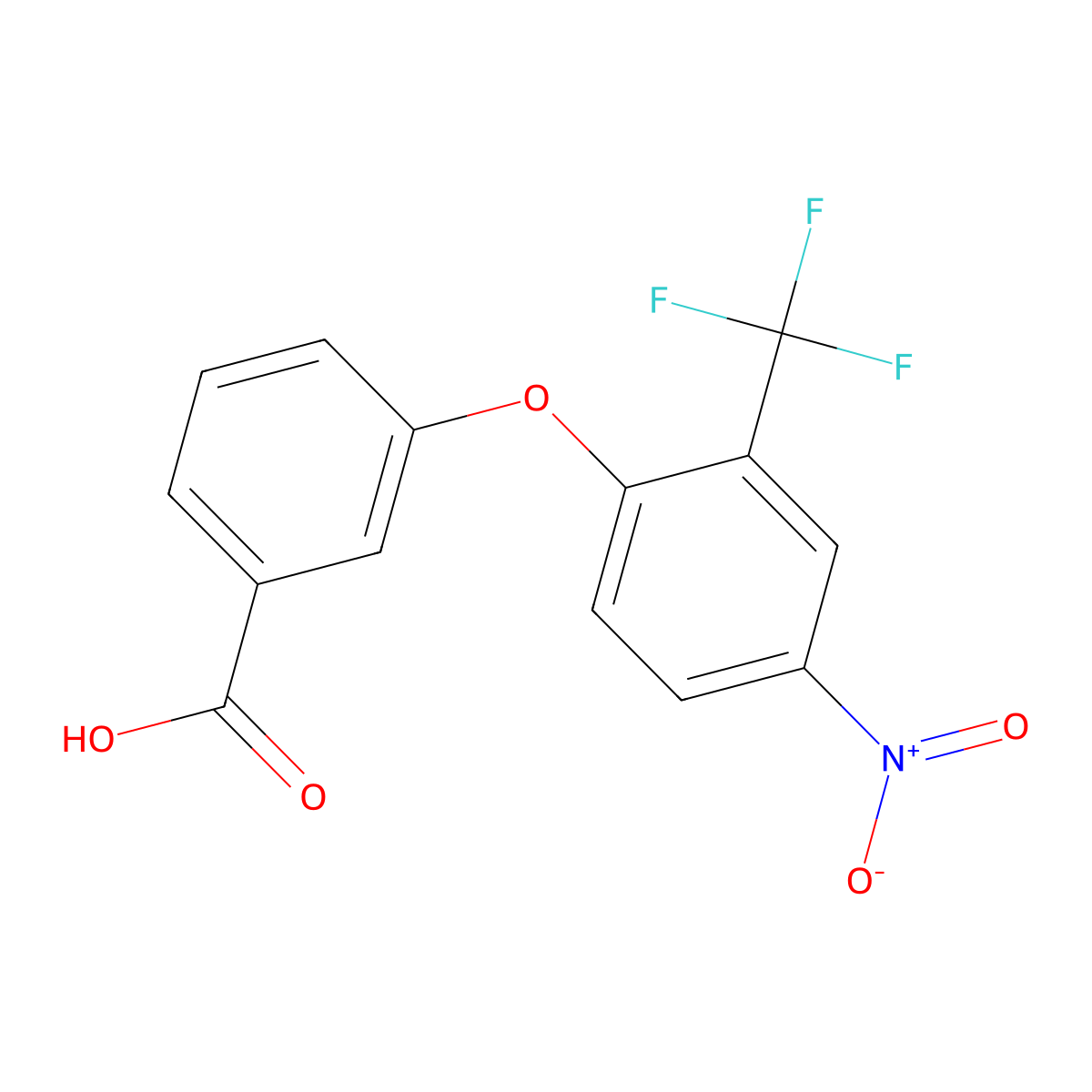 3-[4-Nitro-2-(trifluoromethyl)phenoxy]benzoic acid molecular structure, CAS 7401-61-8