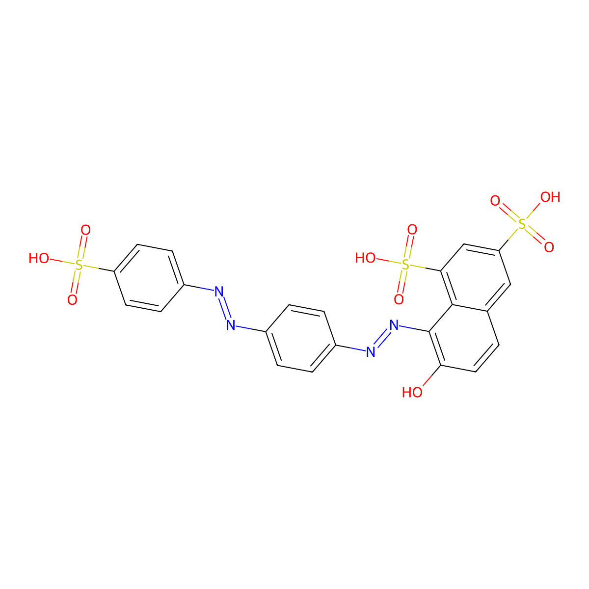 Trisodium 7-hydroxy-8-((4-((4-sulphonatophenyl)azo)phenyl)azo)naphthalene-1,3-disulphonate molecular structure, CAS 7401-69-6