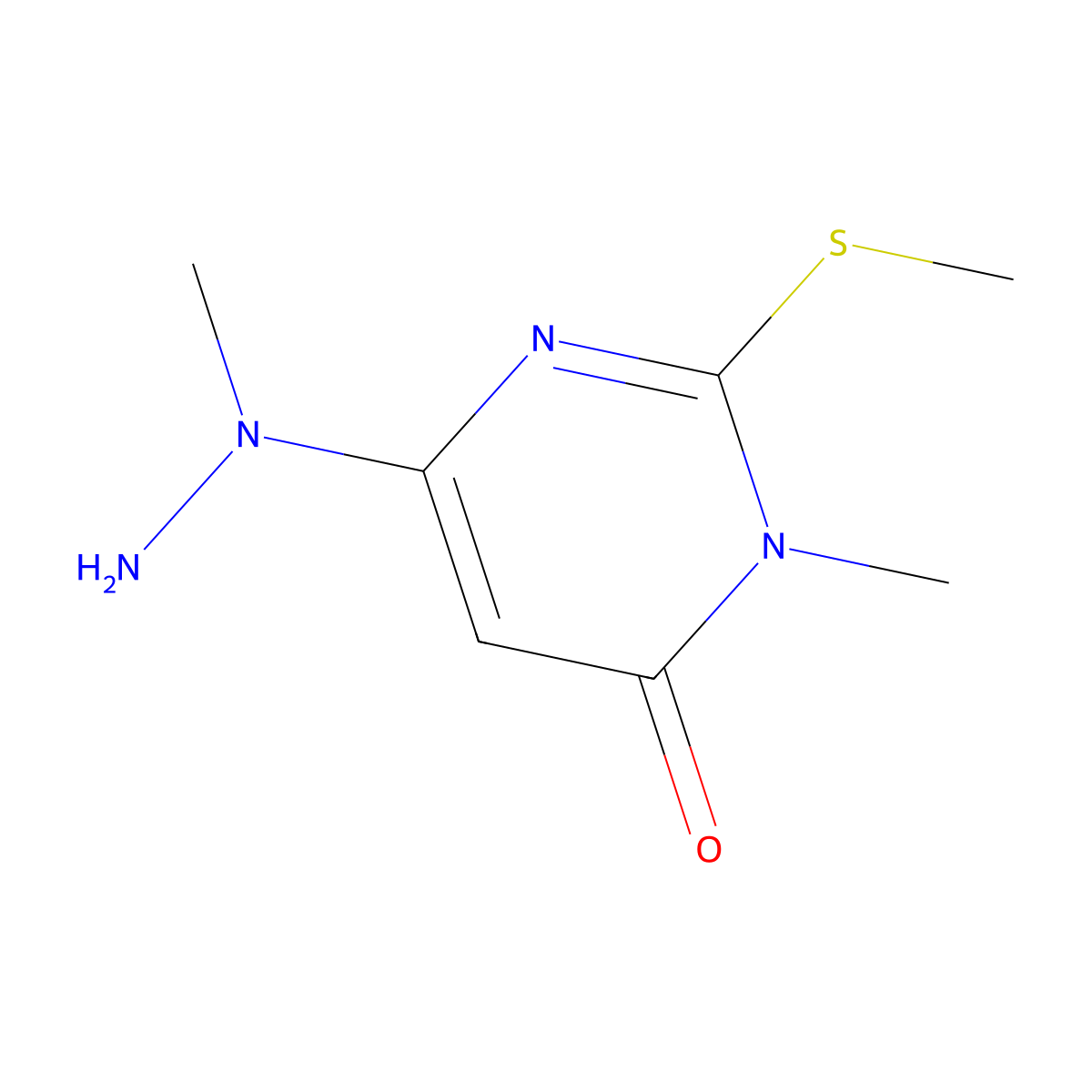 6-[Amino(methyl)amino]-3-methyl-2-methylsulfanylpyrimidin-4-one molecular structure, CAS 7401-93-6