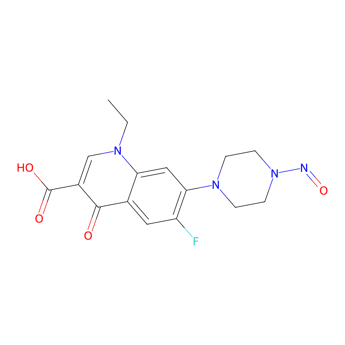 1-Ethyl-6-fluoro-7-(4-nitrosopiperazin-1-yl)-4-oxo-1,4-dihydroquinoline-3-carboxylic acid molecular structure, CAS 74011-53-3