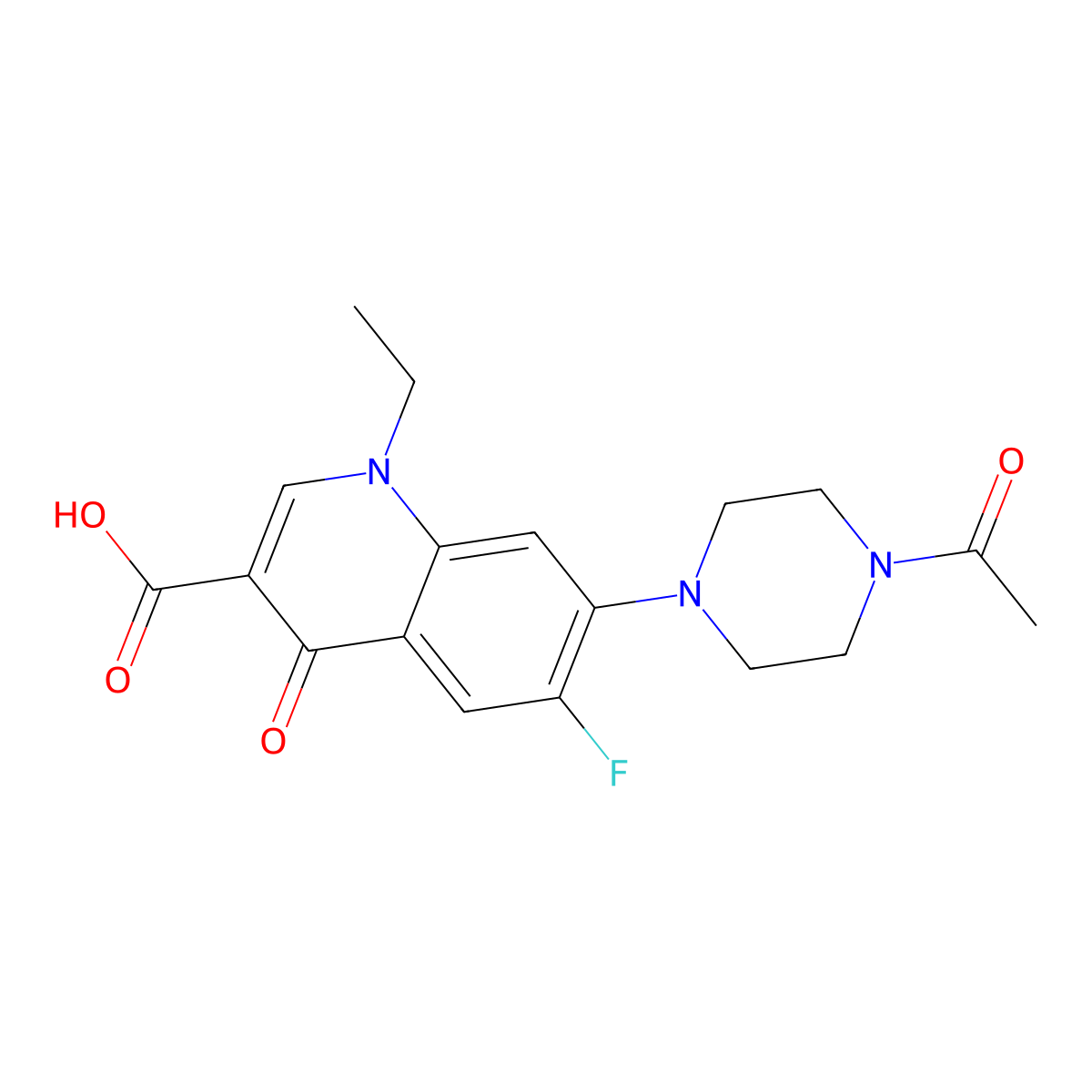 7-(4-Acetylpiperazin-1-yl)-1-ethyl-6-fluoro-4-oxo-1,4-dihydroquinoline-3-carboxylic acid molecular structure, CAS 74011-56-6