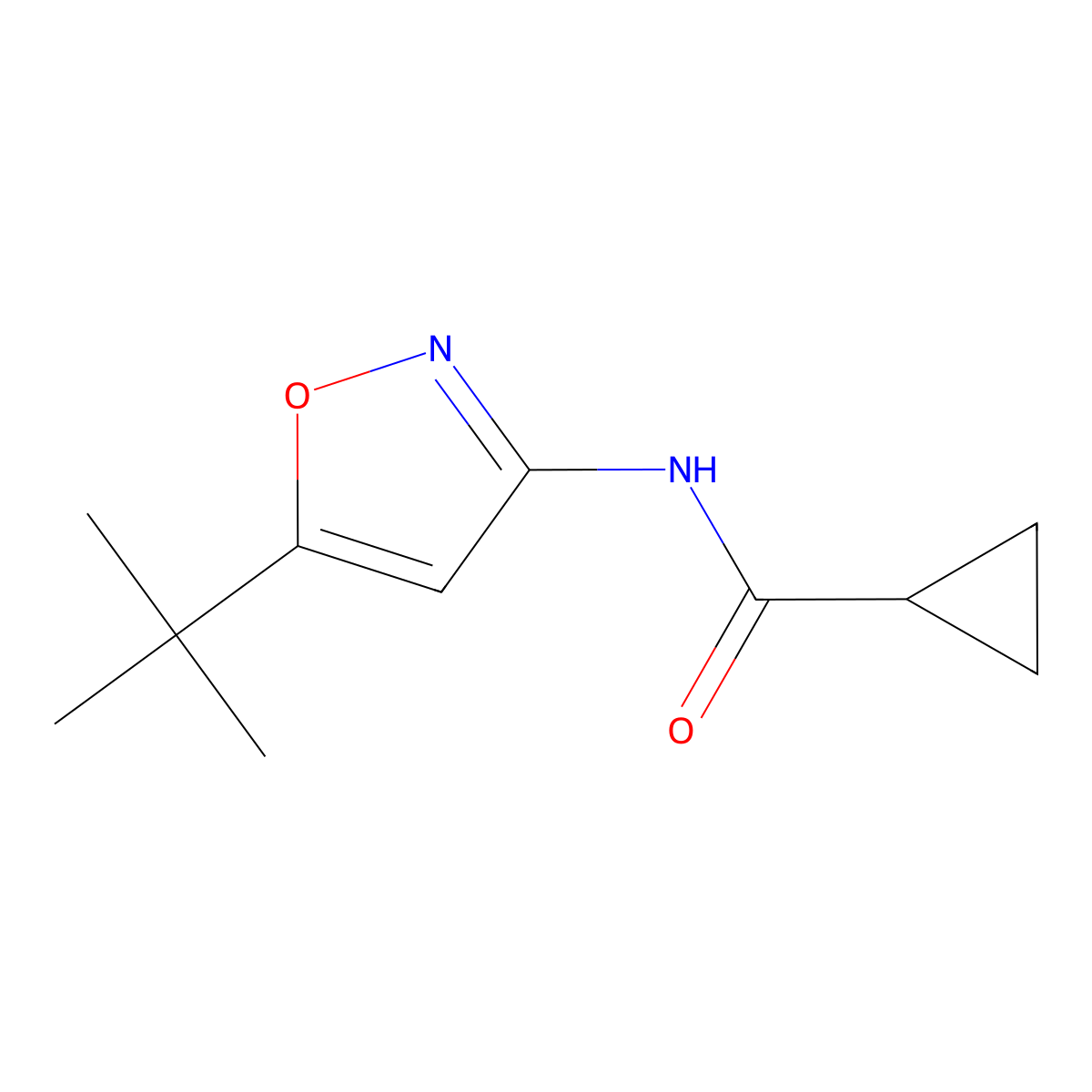 Cyclopropanecarboxamide, N-(5-(1,1-dimethylethyl)-3-isoxazolyl)- molecular structure, CAS 74011-70-4