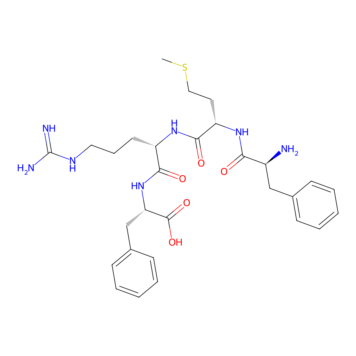 L-Phenylalanine, L-phenylalanyl-L-methionyl-L-arginyl- molecular structure, CAS 74012-06-9