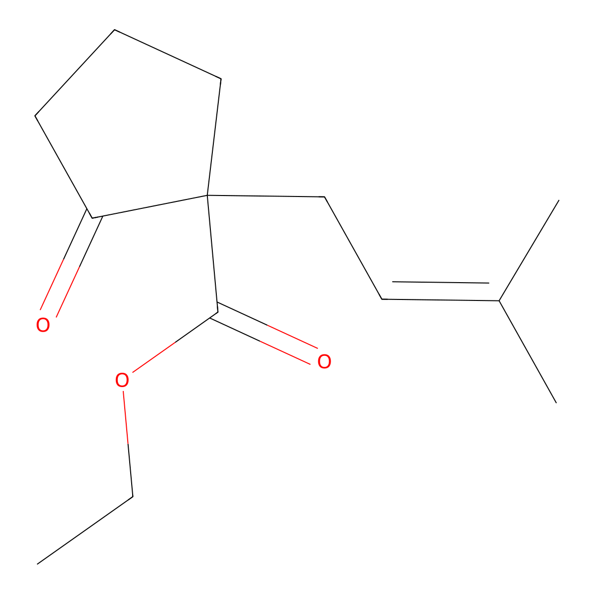 Ethyl 1-(3-methylbut-2-en-1-yl)-2-oxocyclopentanecarboxylate molecular structure, CAS 74016-16-3