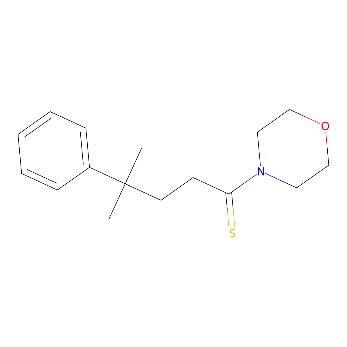 4-Methyl-1-morpholin-4-yl-4-phenylpentane-1-thione molecular structure, CAS 7402-41-7