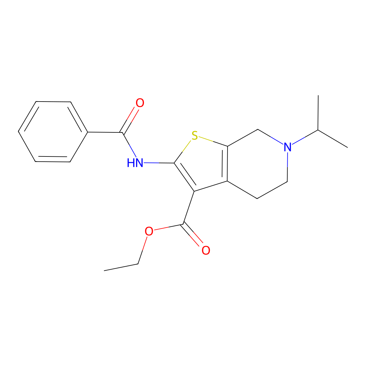 Ethyl 2-benzamido-6-(propan-2-YL)-4H,5H,6H,7H-thieno[2,3-C]pyridine-3-carboxylate molecular structure, CAS 74022-36-9