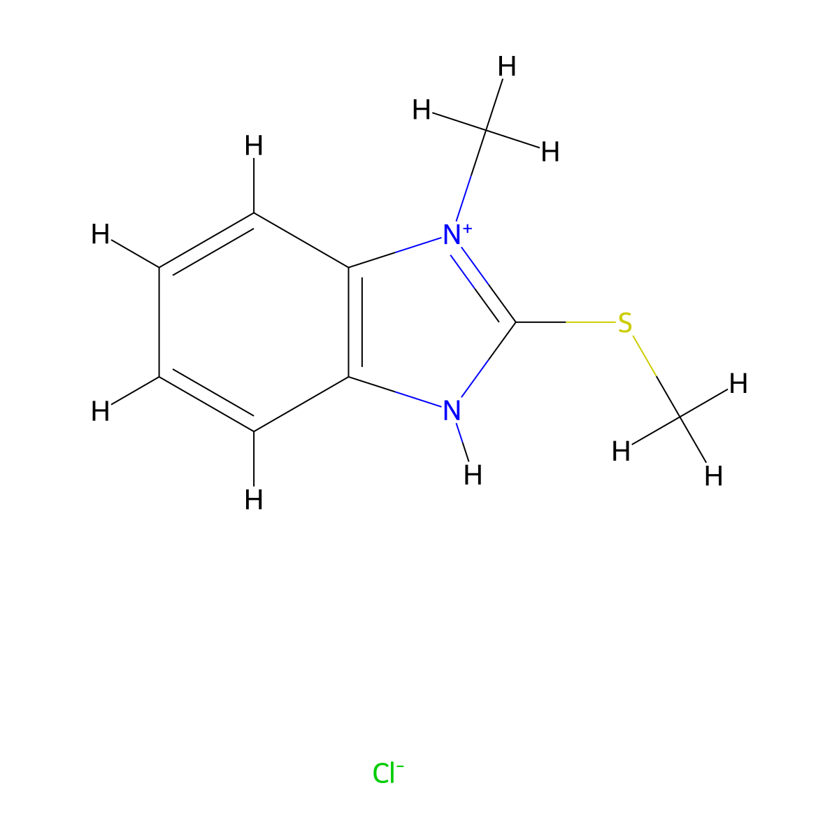 1-Methyl-2-(methylsulfanyl)-1H-benzimidazole--hydrogen chloride (1/1) molecular structure, CAS 74022-45-0