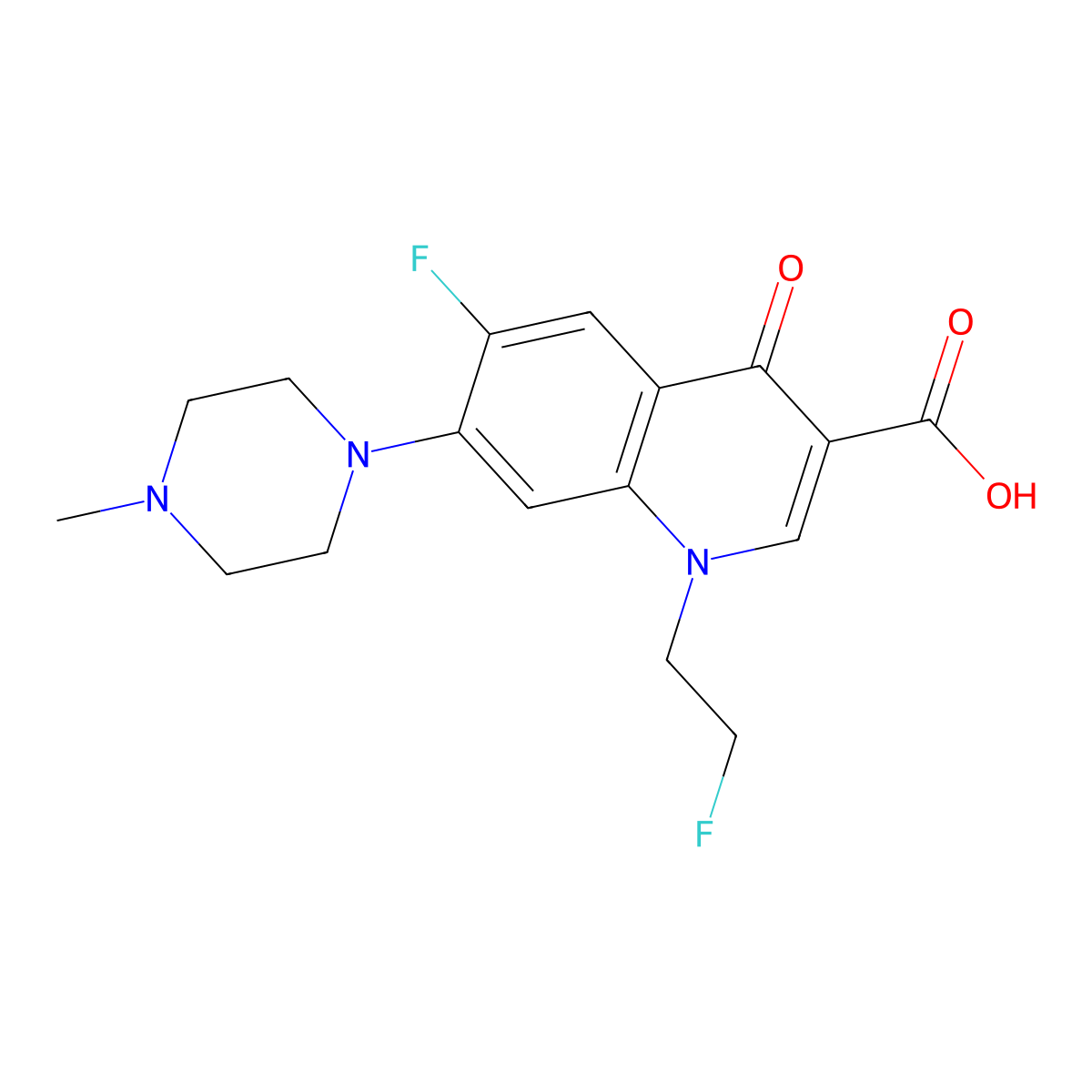 6-Fluoro-1-(2-fluoroethyl)-1,4-dihydro-7-(4-methyl-1-piperazinyl)-4-oxo-3-quinolinecarboxylic acid molecular structure, CAS 74029-44-0
