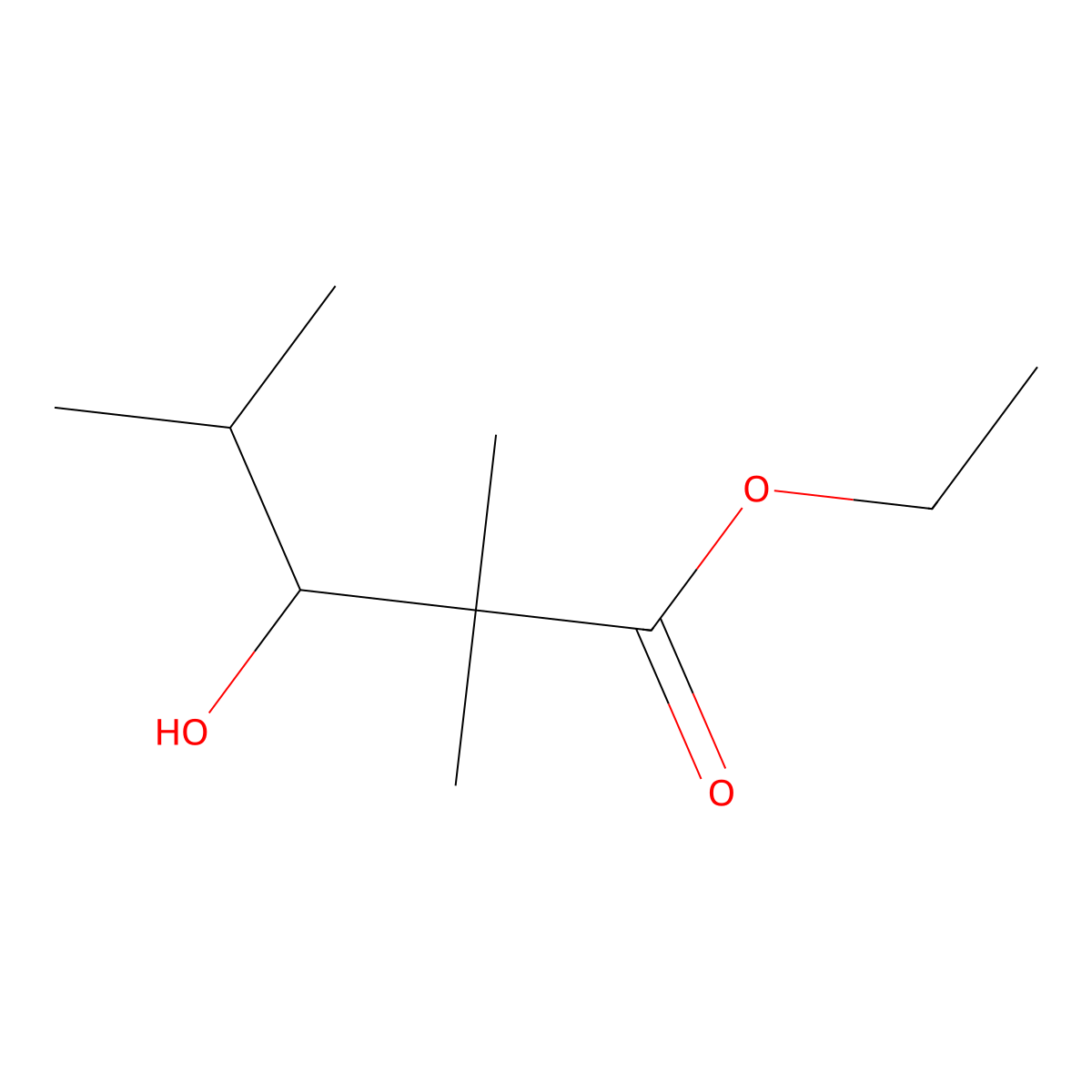 Ethyl 3-hydroxy-2,2,4-trimethylpentanoate molecular structure, CAS 7403-65-8