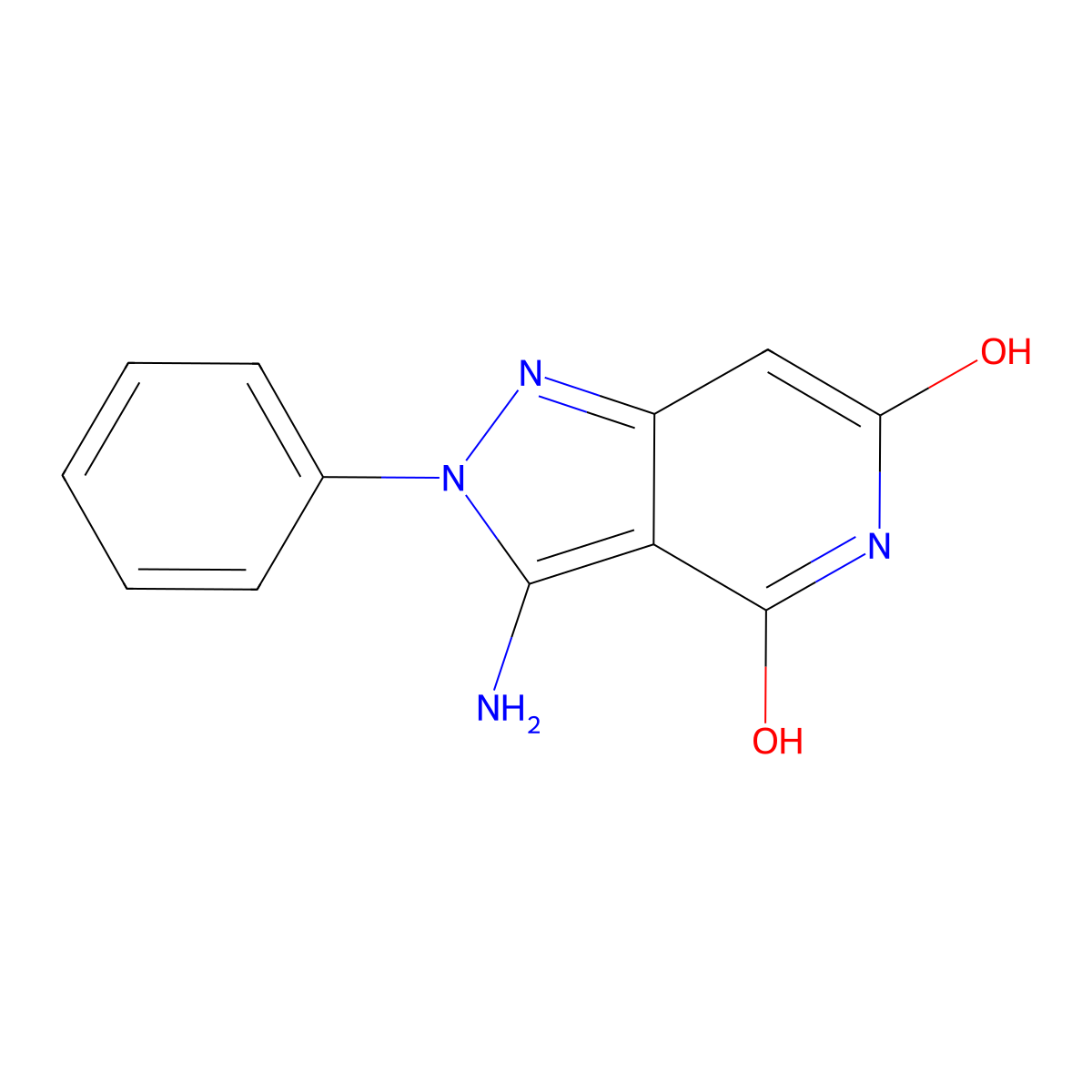 2H-Pyrazolo(4,3-c)pyridine-4,6-diol, 3-amino-2-phenyl- molecular structure, CAS 74037-32-4