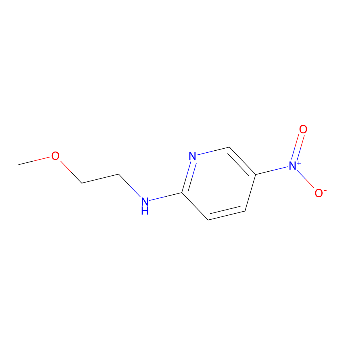Pyridine, 2-((2-methoxyethyl)amino)-5-nitro- molecular structure, CAS 74037-56-2