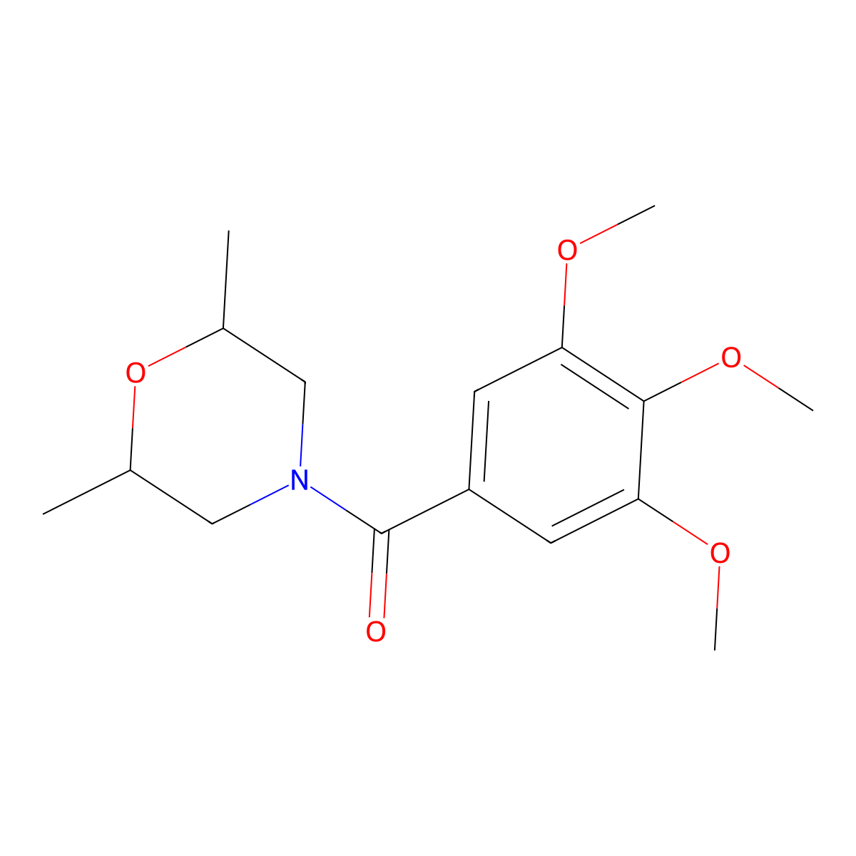 Morpholine, 2,6-dimethyl-4-(3,4,5-trimethoxybenzoyl)- molecular structure, CAS 74037-70-0