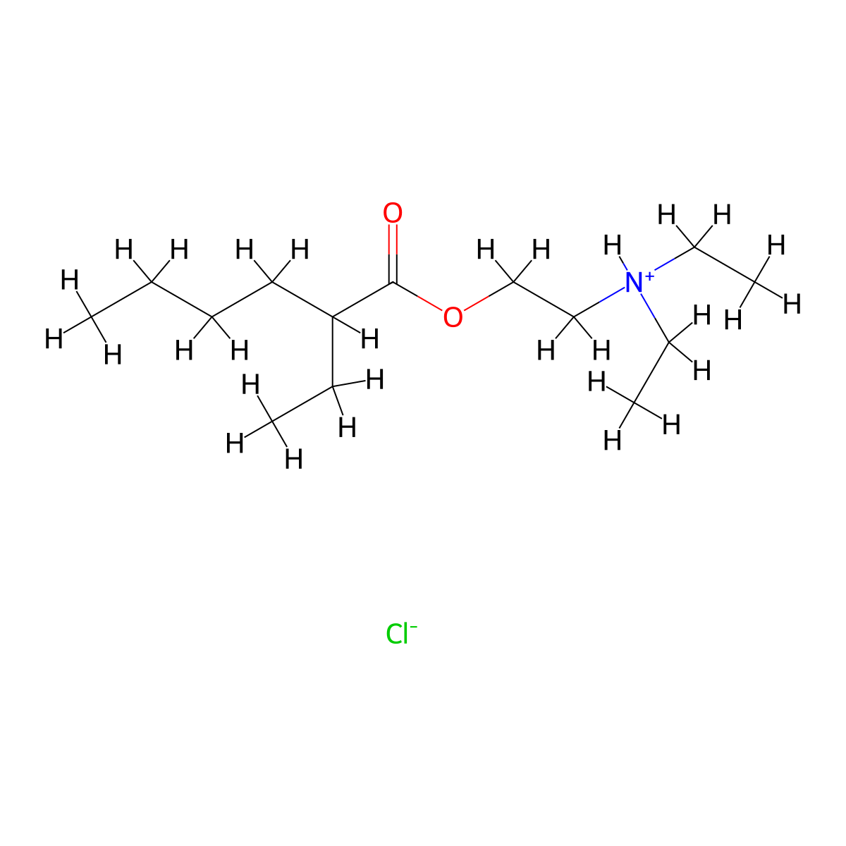 2-(Diethylamino)ethyl 2-ethylhexanoate--hydrogen chloride (1/1) molecular structure, CAS 74038-54-3