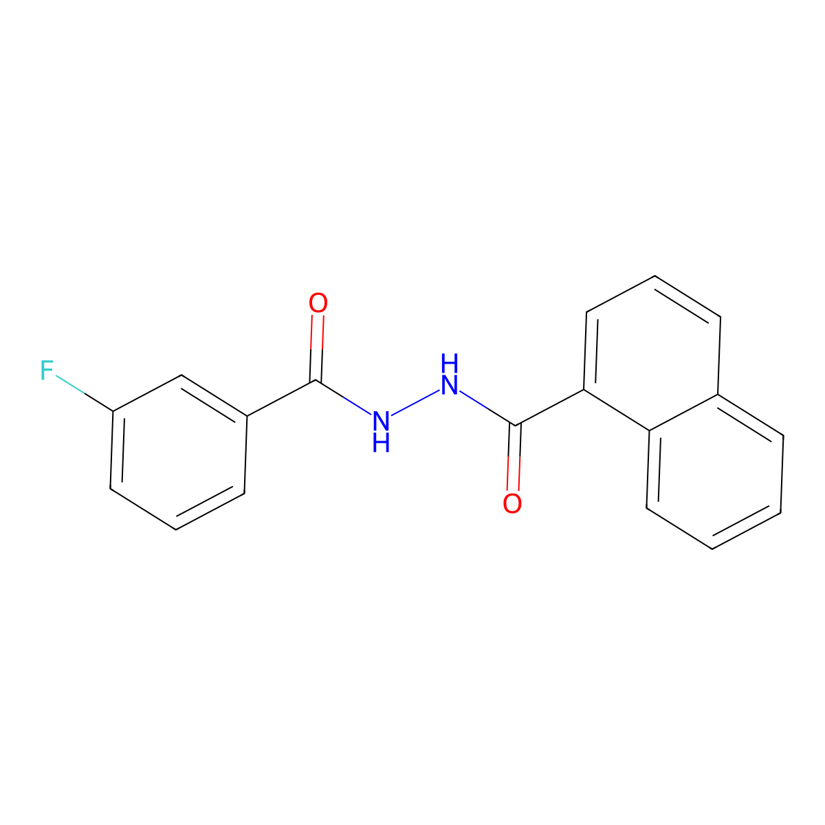 Hydrazine, 1-(m-fluorobenzoyl)-2-(1-naphthoyl)- molecular structure, CAS 74038-75-8