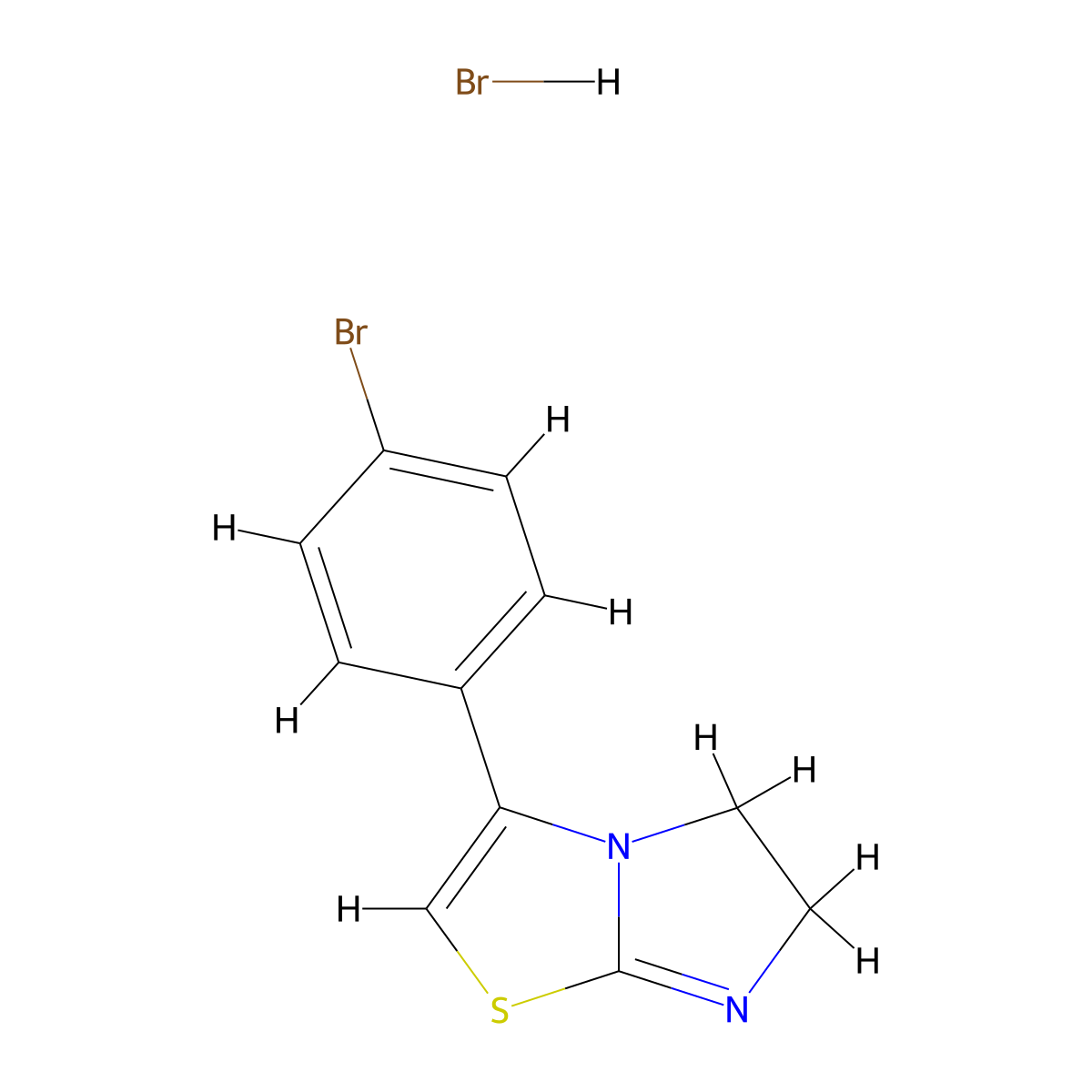 7H-Imidazo(2,1-b)thiazol-4-ium, 5,6-dihydro-3-(p-bromophenyl)-, bromide molecular structure, CAS 74038-89-4