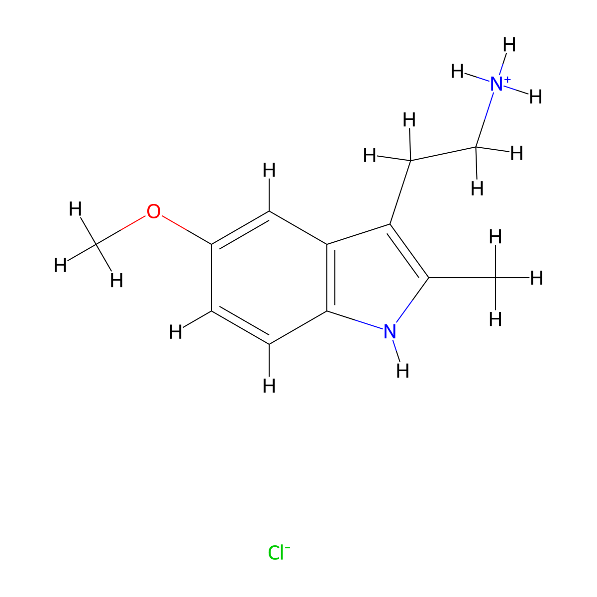 2-(5-Methoxy-2-methyl-1H-indol-3-yl)ethan-1-amine--hydrogen chloride (1/1) molecular structure, CAS 74038-95-2