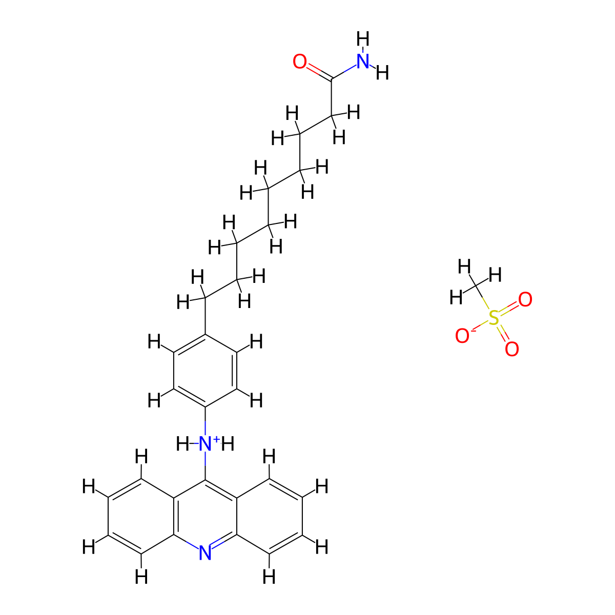 Nonanamide, 9-(p-(9-acridinylamino)phenyl)-, methanesulfonate, hydrate molecular structure, CAS 74039-07-9