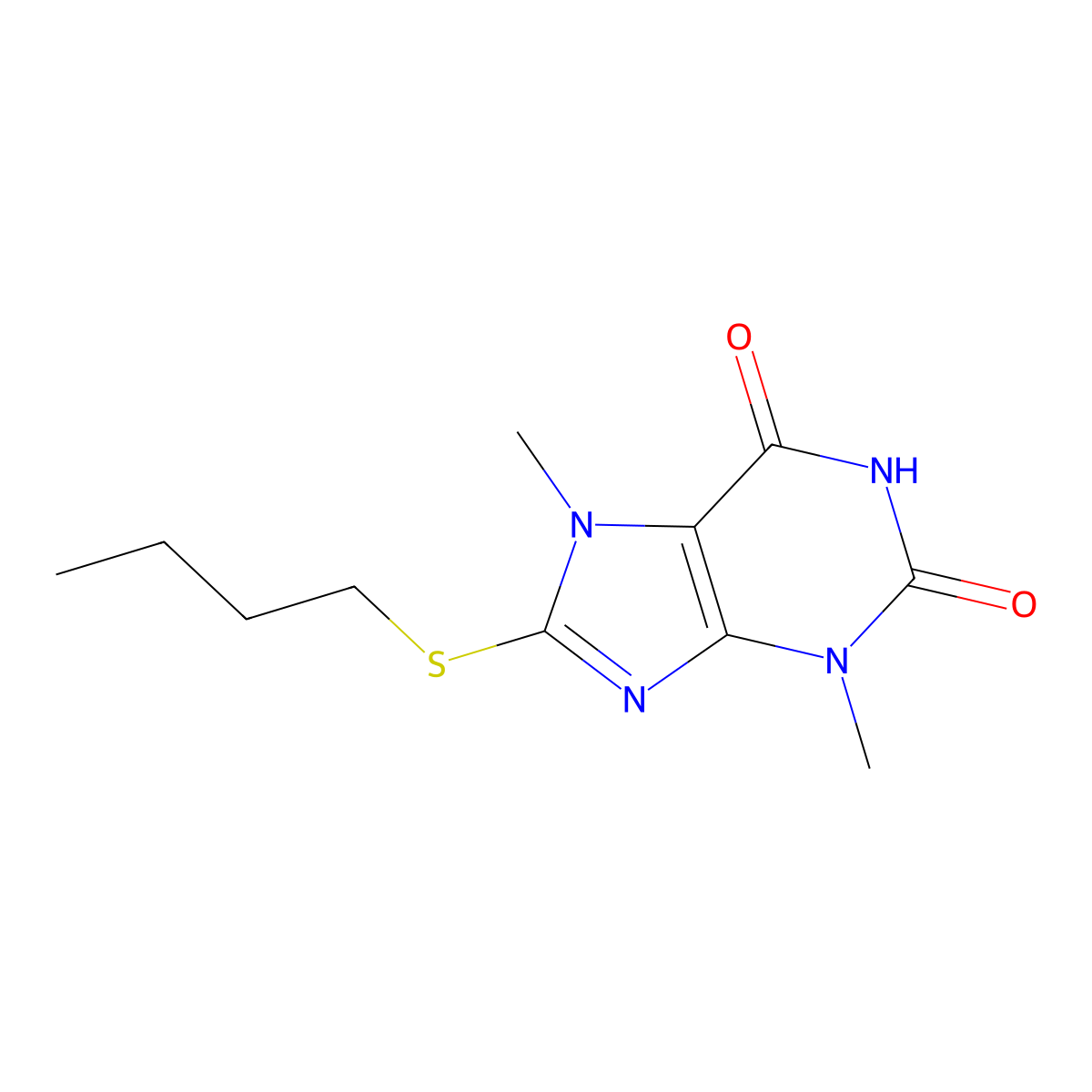8-(Butylthio)theobromine molecular structure, CAS 74039-56-8