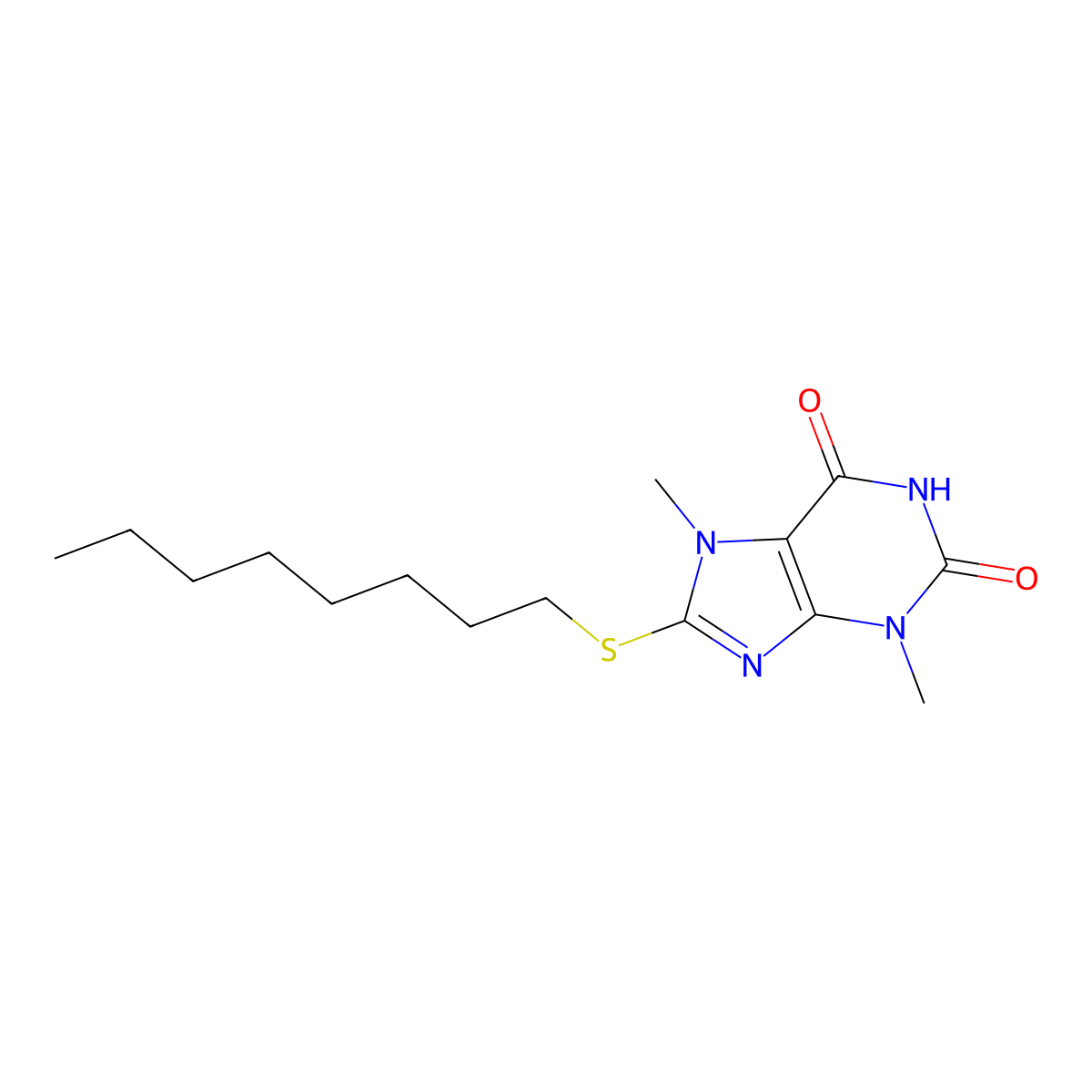 8-(Octylthio)theobromine molecular structure, CAS 74039-57-9