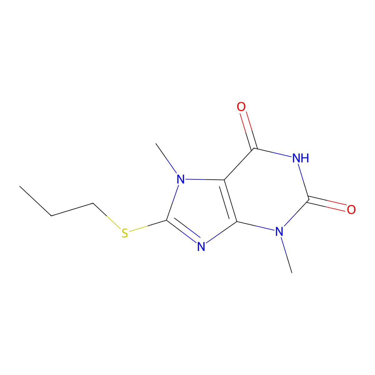 8-(Propylthio)theobromine molecular structure, CAS 74039-58-0