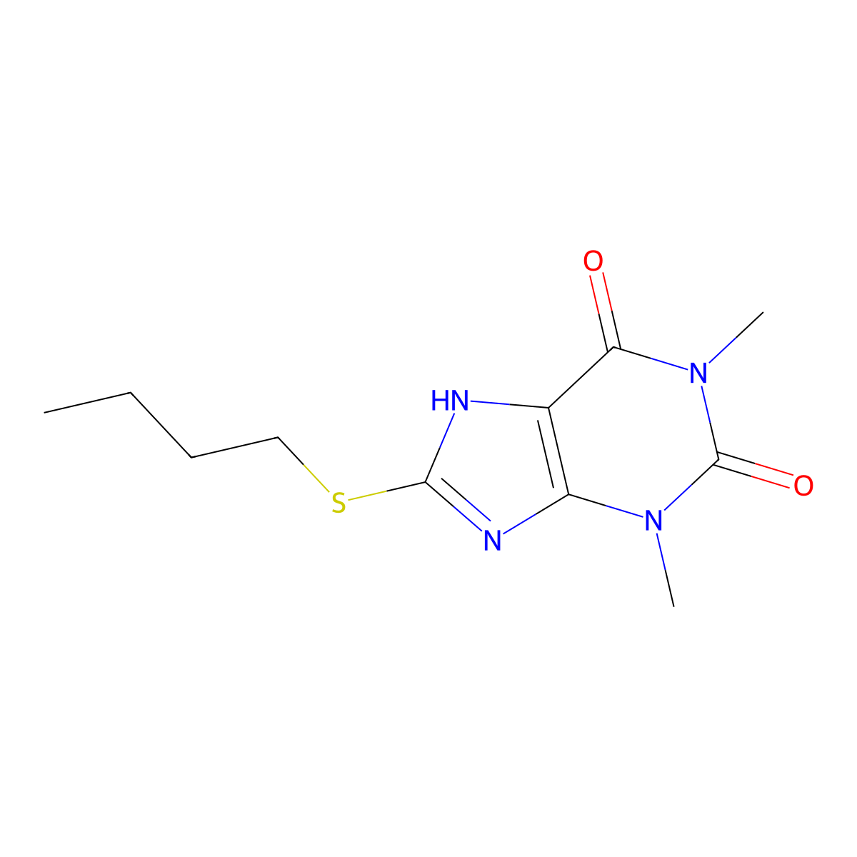 Theophylline, 8-butylthio- molecular structure, CAS 74039-66-0
