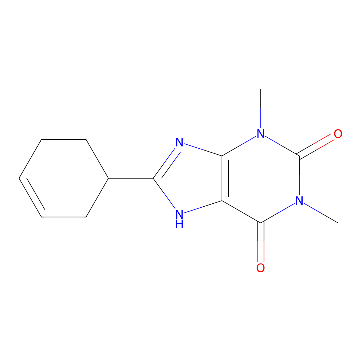 8-(3-Cyclohexen-1-yl)theophylline molecular structure, CAS 74039-68-2