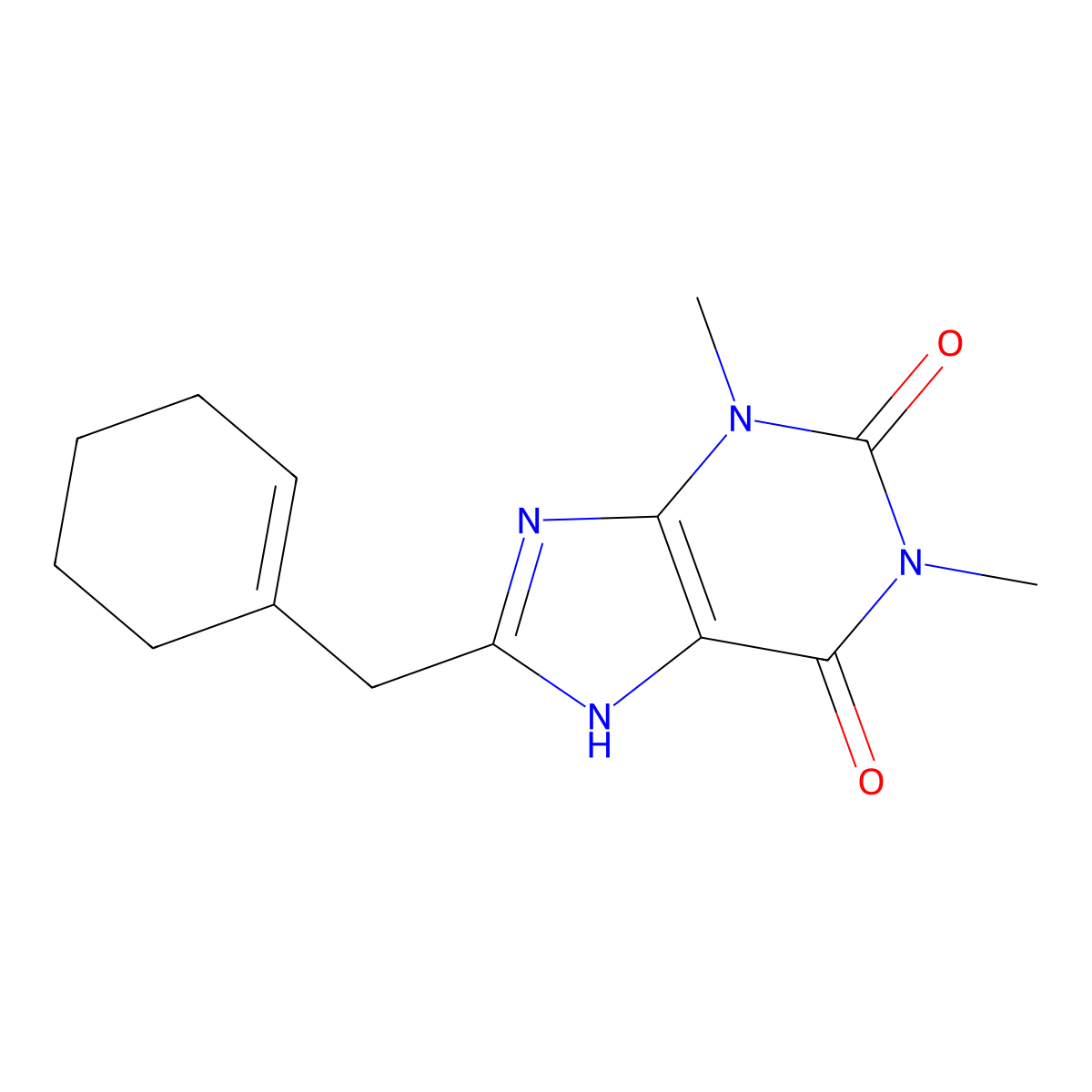 8-(1-Cyclohexen-1-ylmethyl)-theophylline molecular structure, CAS 74039-69-3