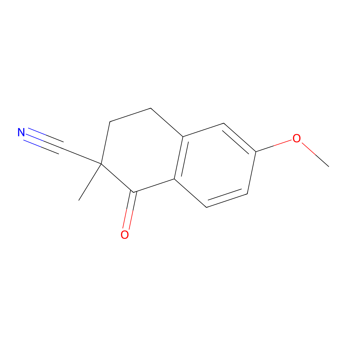 6-Methoxy-2-methyl-1-oxo-1,2,3,4-tetrahydronaphthalene-2-carbonitrile molecular structure, CAS 74039-98-8