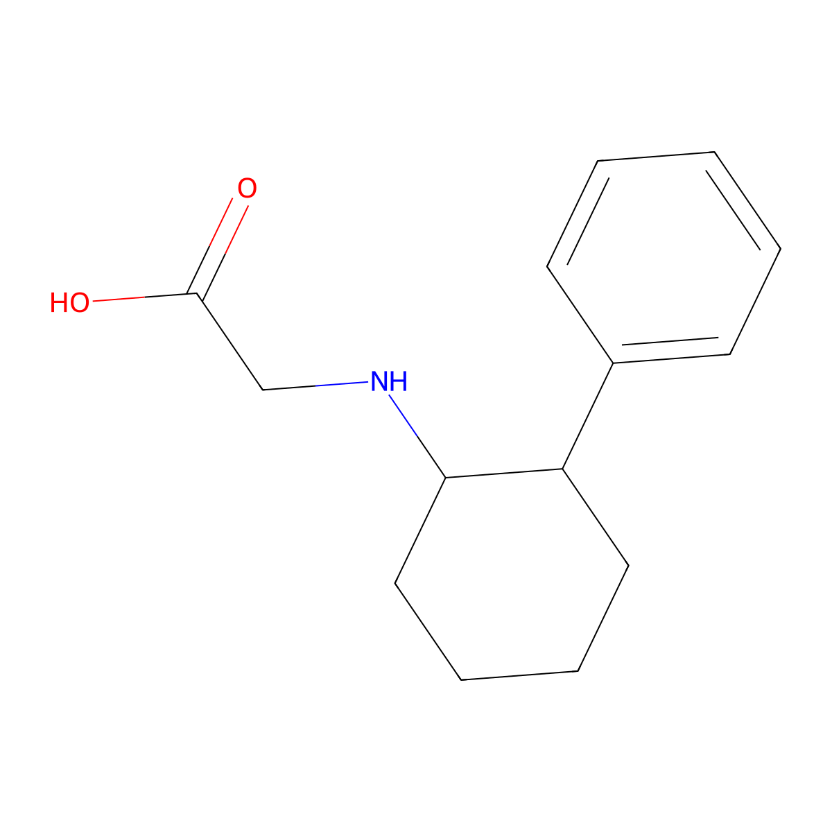 2-[(2-Phenylcyclohexyl)amino]acetic acid molecular structure, CAS 7404-08-2