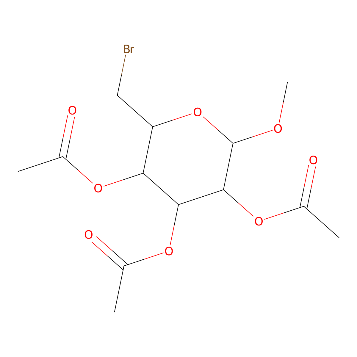 Methyl 2,3,4-tri-O-acetyl-6-bromo-6-deoxyhexopyranoside molecular structure, CAS 7404-32-2