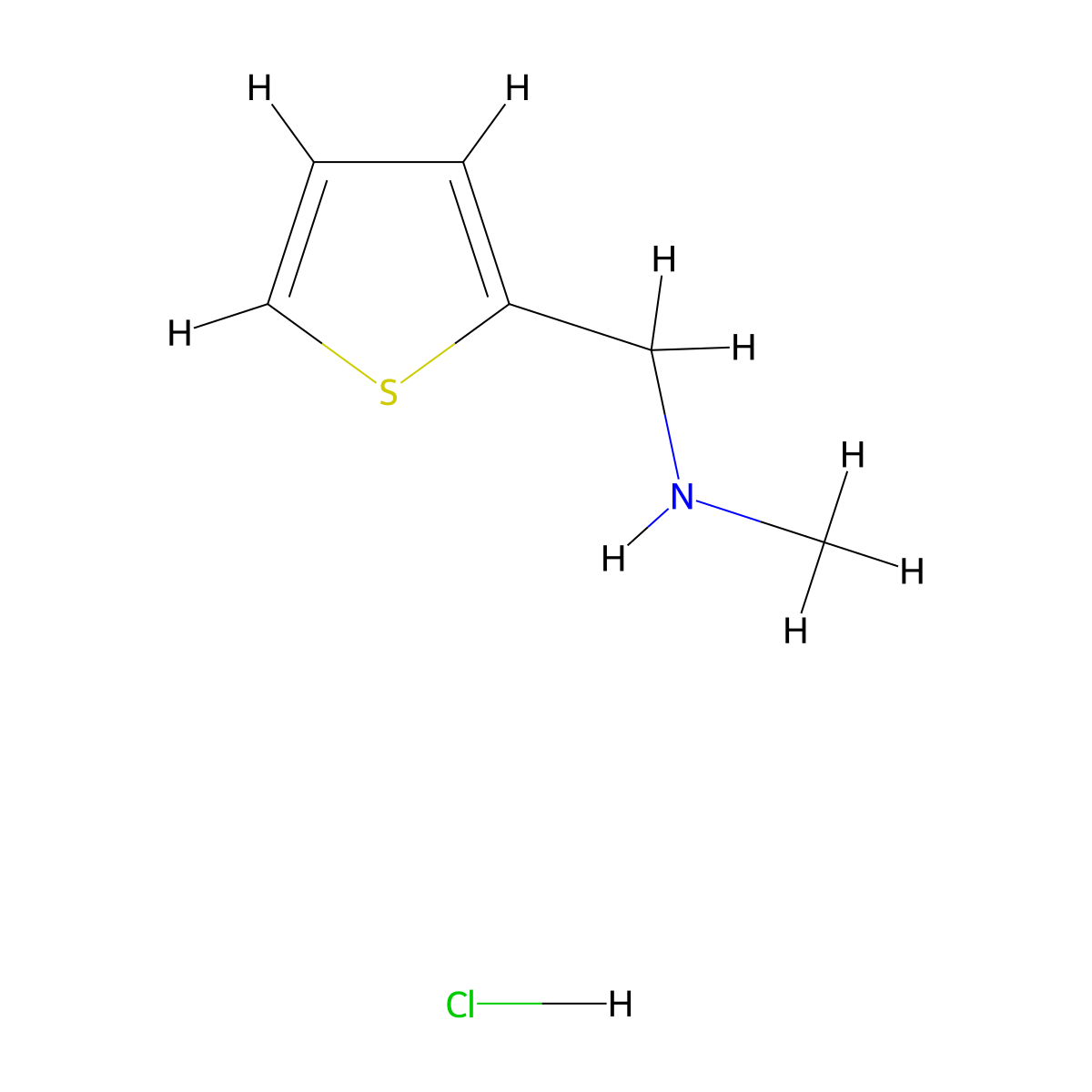 Methyl[(thiophen-2-yl)methyl]amine hydrochloride molecular structure, CAS 7404-67-3