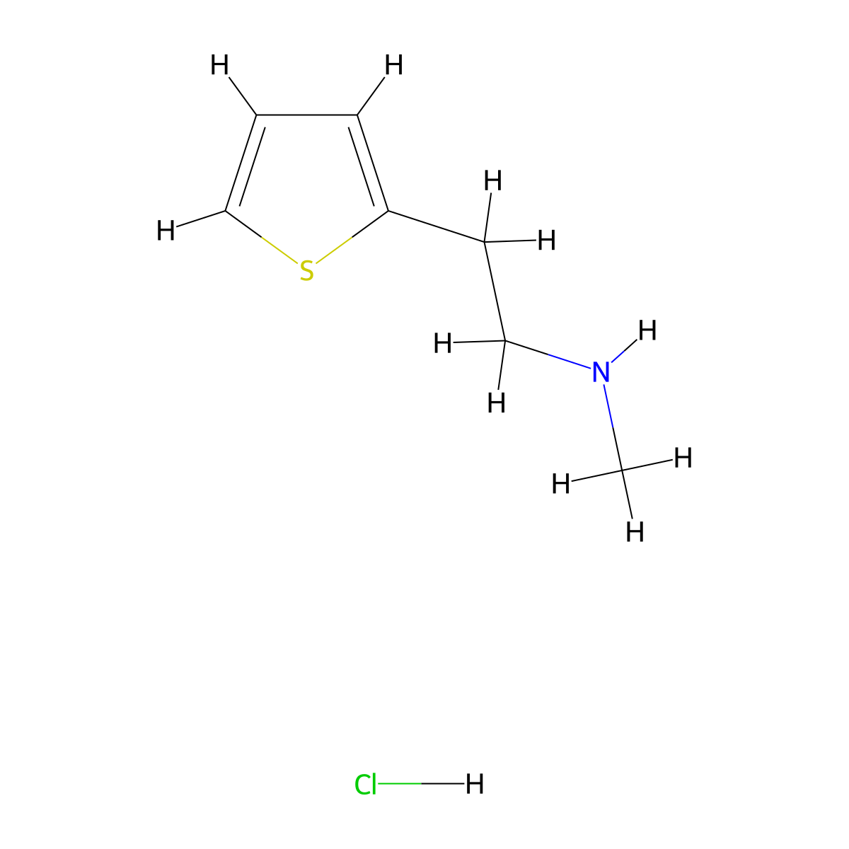 Methyl-(2-thiophen-2-YL-ethyl)-amine hydrochloride molecular structure, CAS 7404-71-9
