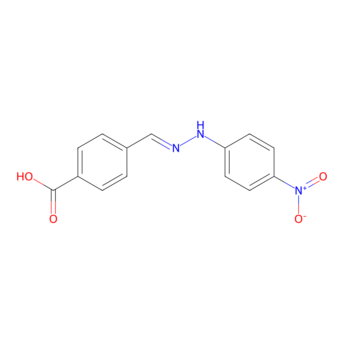 4-[[2-(4-Nitrophenyl)hydrazinylidene]methyl]benzoic acid molecular structure, CAS 74043-98-4