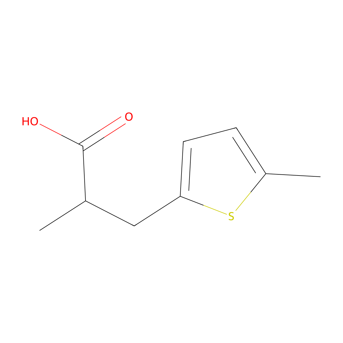 2-Methyl-3-(5-methylthiophen-2-yl)propanoic acid molecular structure, CAS 74047-79-3