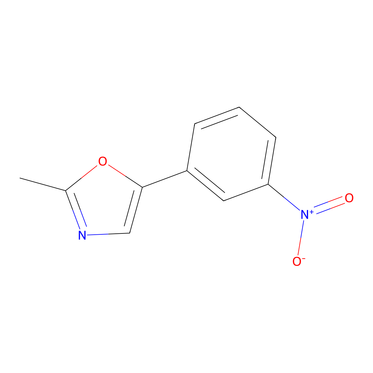 Oxazole, 2-methyl-5-(3-nitrophenyl)- molecular structure, CAS 74048-11-6