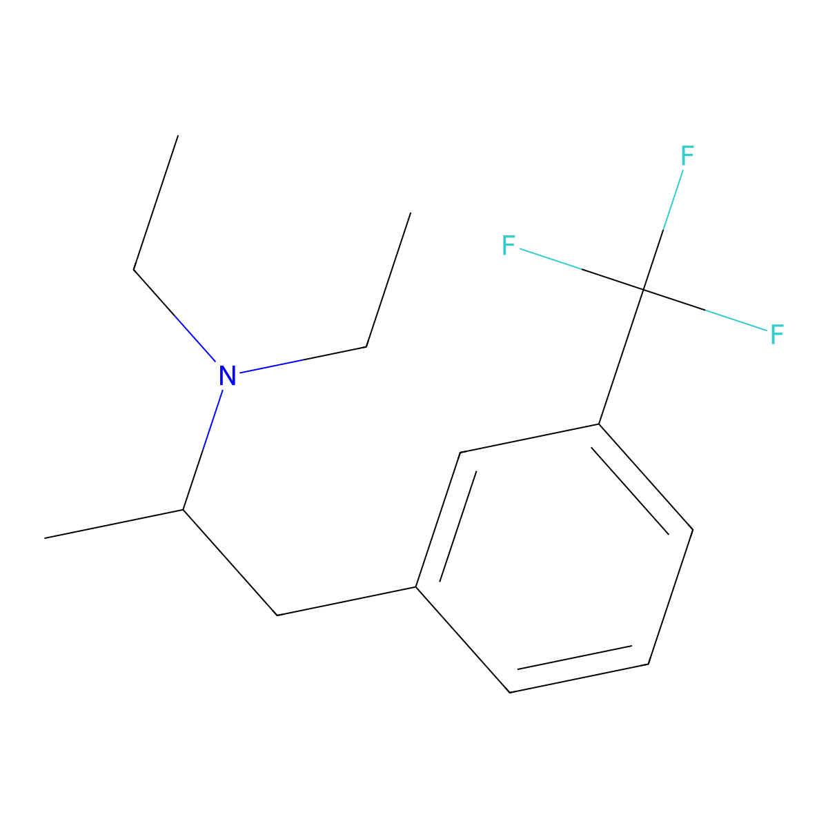 Phenethylamine, N,N-diethyl-alpha-methyl-m-trifluoromethyl- molecular structure, CAS 74051-11-9