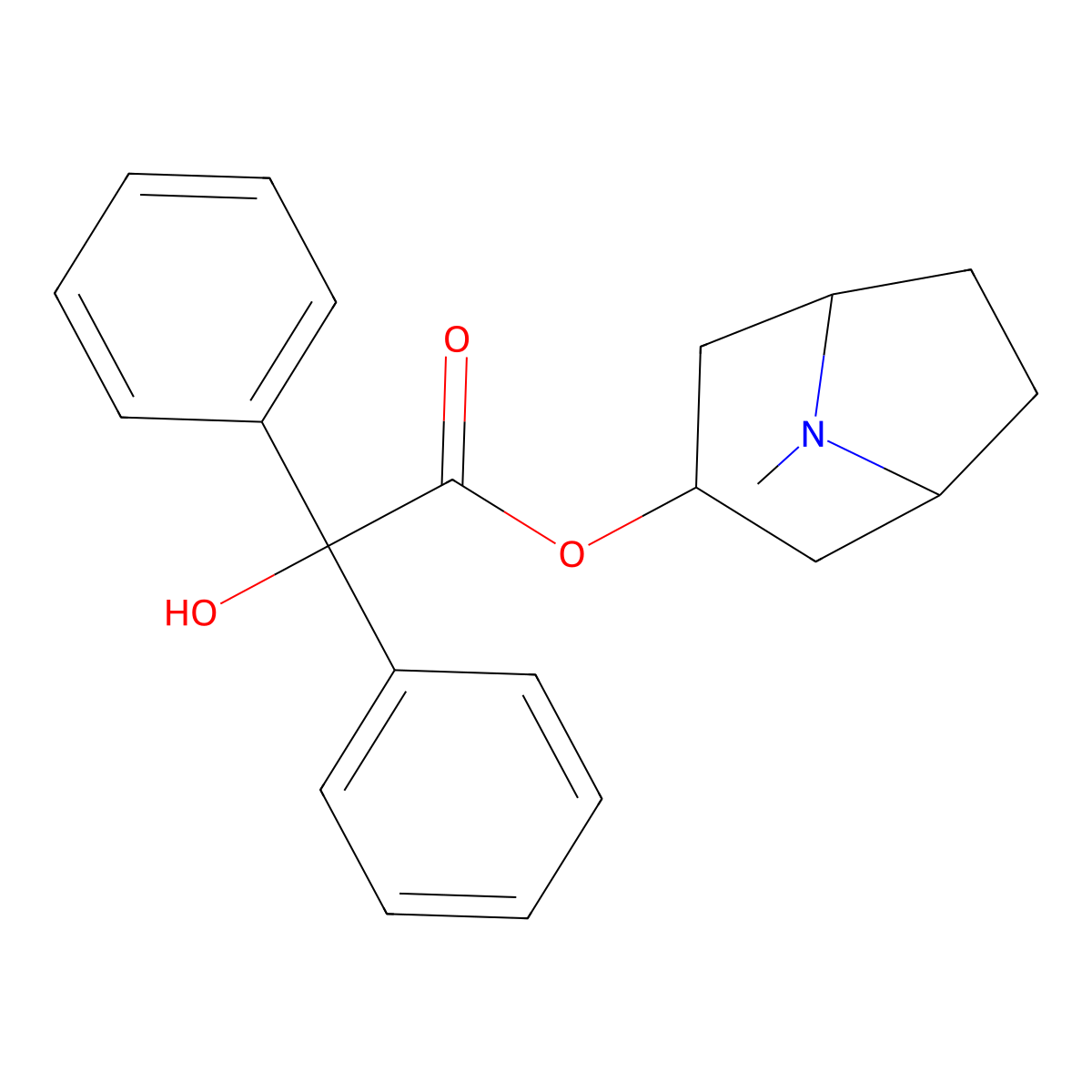 1-alpha-H,5-alpha-H-Tropan-3-beta-ol, benzilate (ester) molecular structure, CAS 74051-39-1