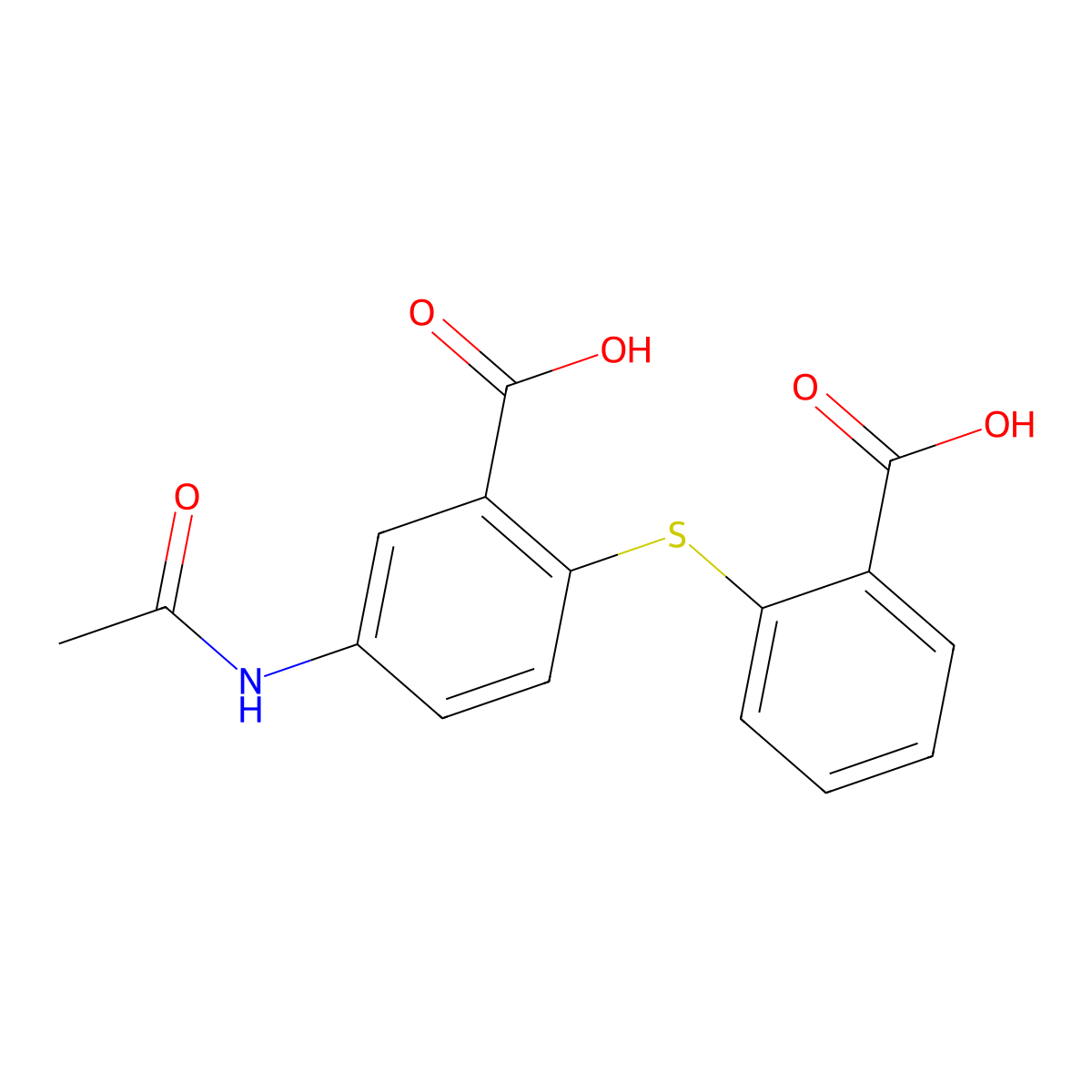 5-Acetamido-2-(2-carboxyphenylthio)benzoic acid molecular structure, CAS 74053-20-6