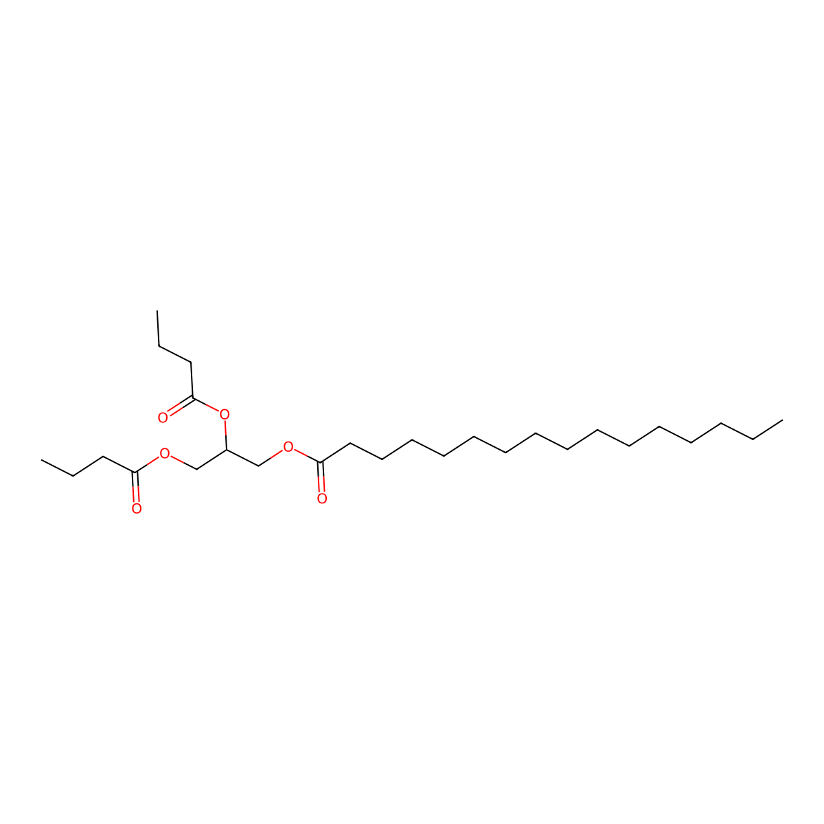 2,3-Di(butanoyloxy)propyl hexadecanoate molecular structure, CAS 74055-98-4