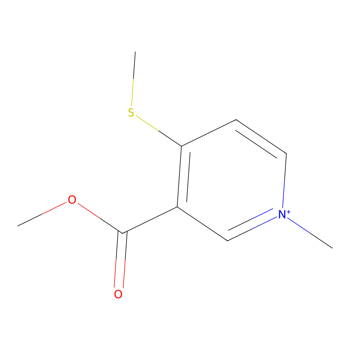 3-(Methoxycarbonyl)-1-methyl-4-(methylsulfanyl)pyridinium molecular structure, CAS 740752-71-0