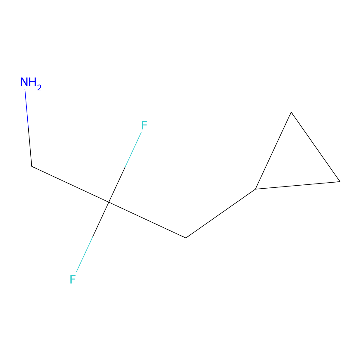 3-Cyclopropyl-2,2-difluoropropan-1-amine molecular structure, CAS 740788-15-2