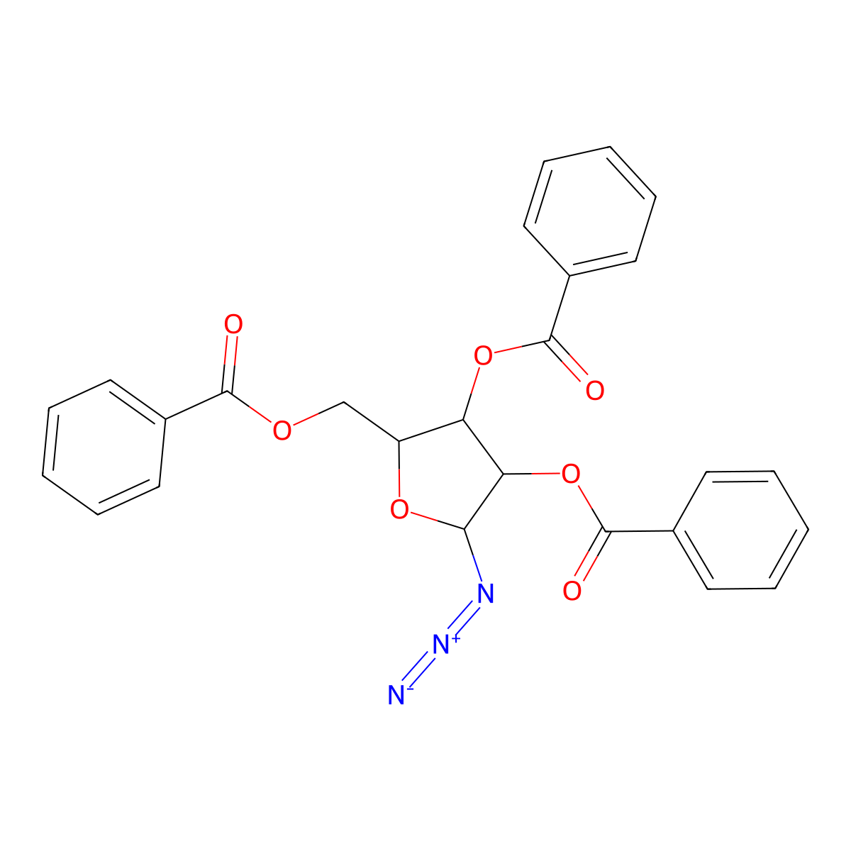 2,3,5-Tri-O-benzoyl-beta-D-ribofuranosyl azide molecular structure, CAS 7408-41-5