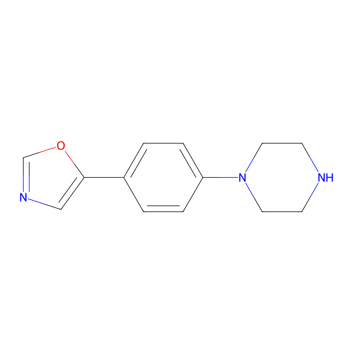 1-(4-Oxazol-5-yl-phenyl)-piperazine molecular structure, CAS 740806-84-2