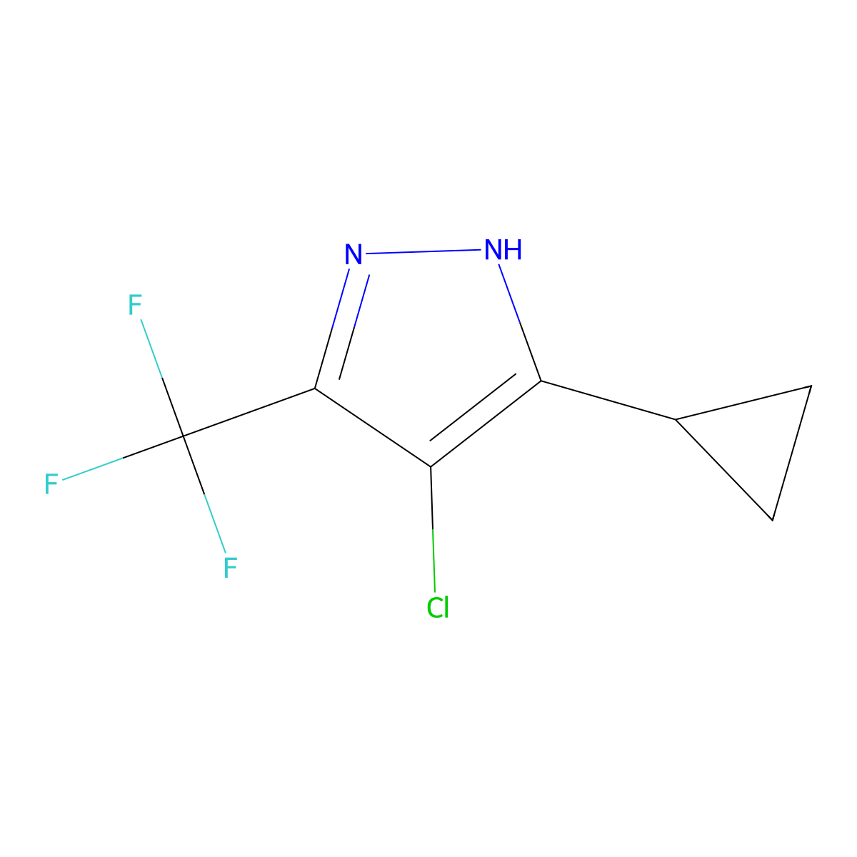 4-chloro-5-cyclopropyl-3-(trifluoromethyl)-1H-pyrazole molecular structure, CAS 740807-81-2